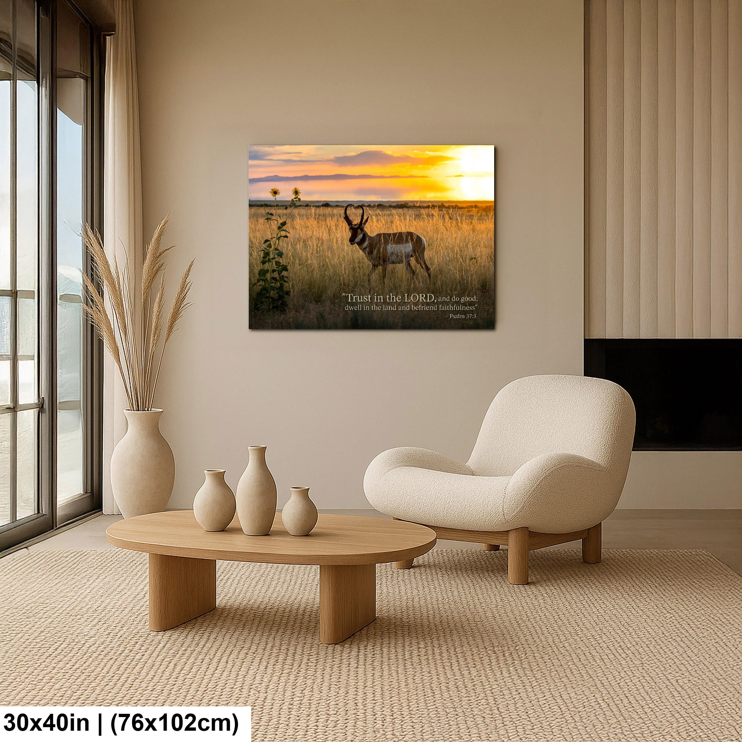 Christian Wall Art – Psalm 37:3 Inspirational Verse & Utah Sunset Landscape Print