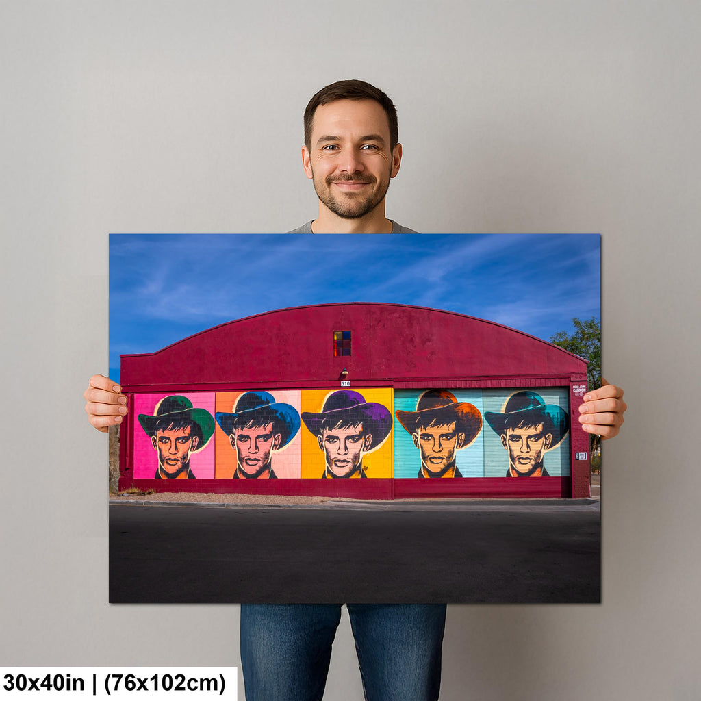 Tucson Mural - Colorful Cowboy Mural, Warhol Style, Photography Print Wall Art