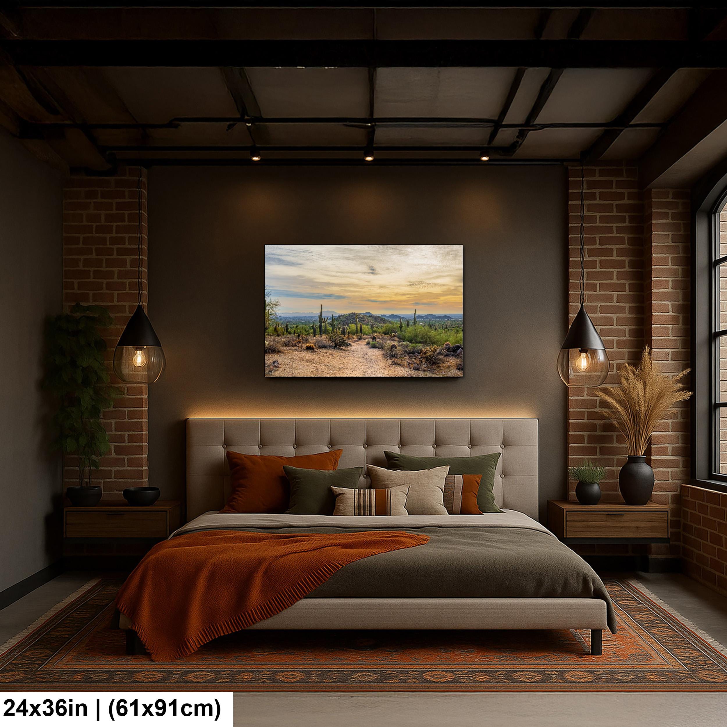 Sonoran Desert Trail at Sunset Photography Print, Usery Mountain Regional Park Mesa Arizona Wall Art Home Decor