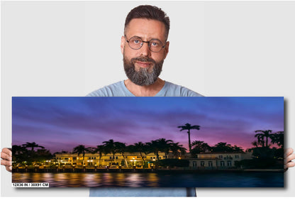 Miami Waterfront Mansion at Sunset: Biscayne Bay Florida Print Wall Art Beach Photography Aluminum/Acrylic/Metal/Canvas Hanging Decor
