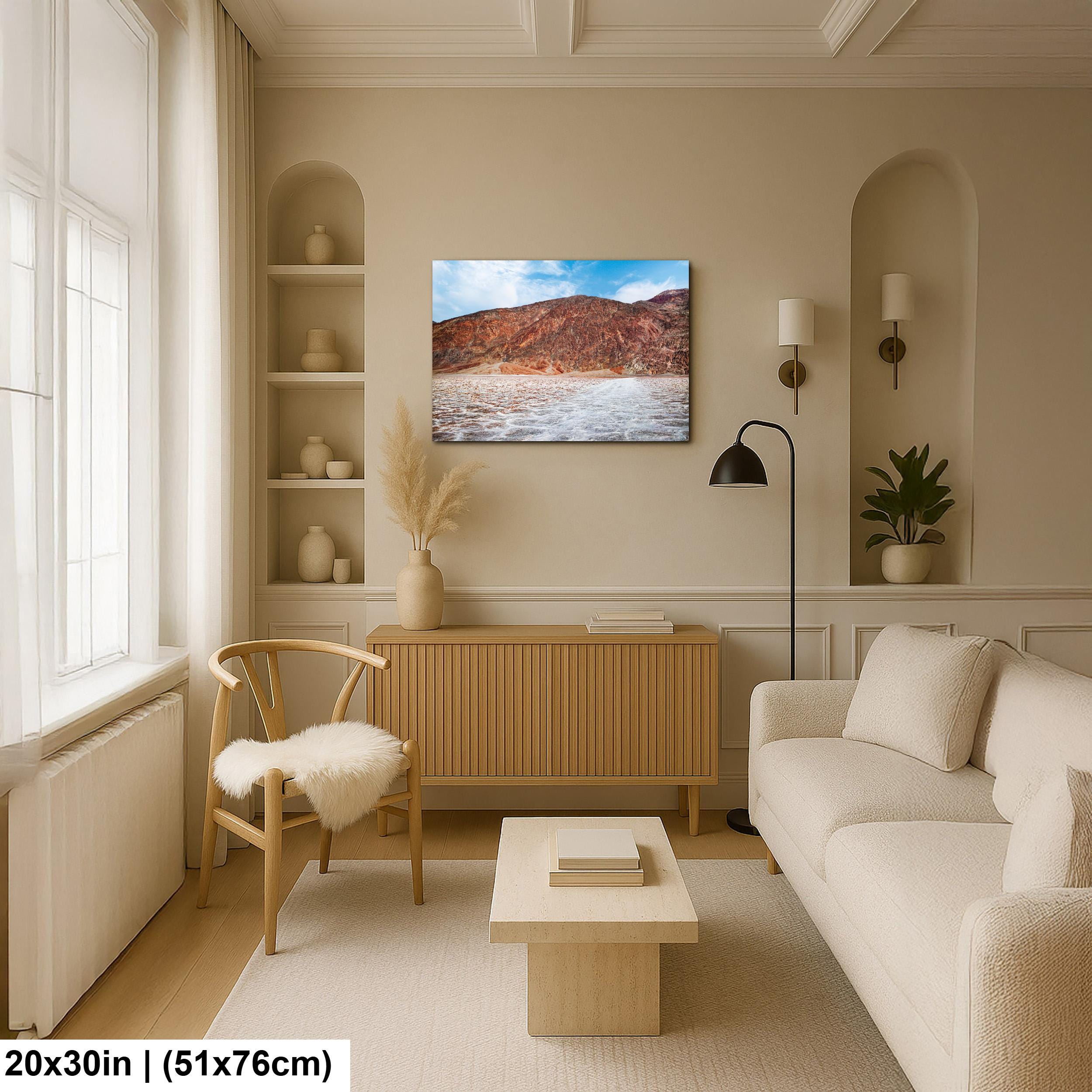 Badwater Basin Salt Flats and Black Mountains Death Valley California Photography Print