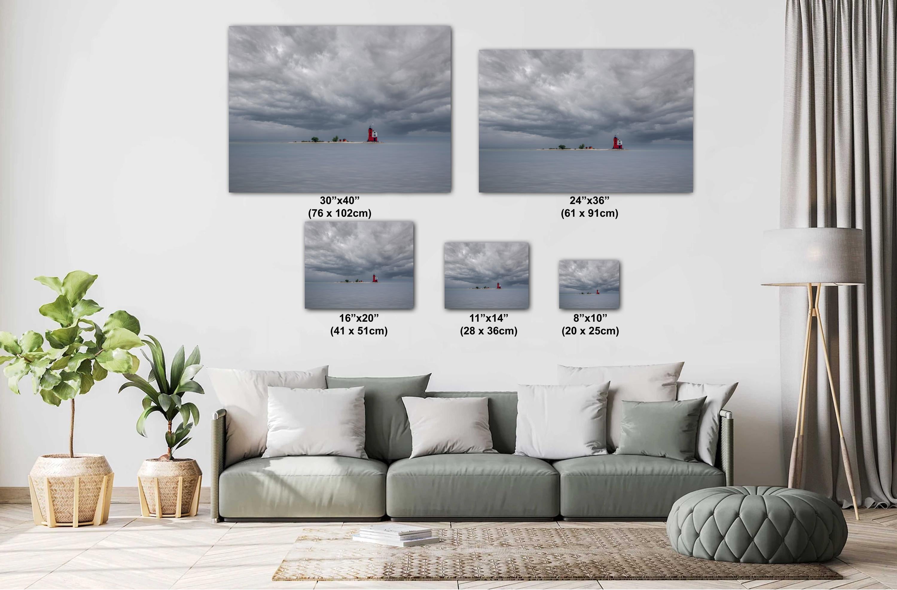 Mackinac Lighthouse: Round Island Light, Michigan Nautical Seascape Wall Art