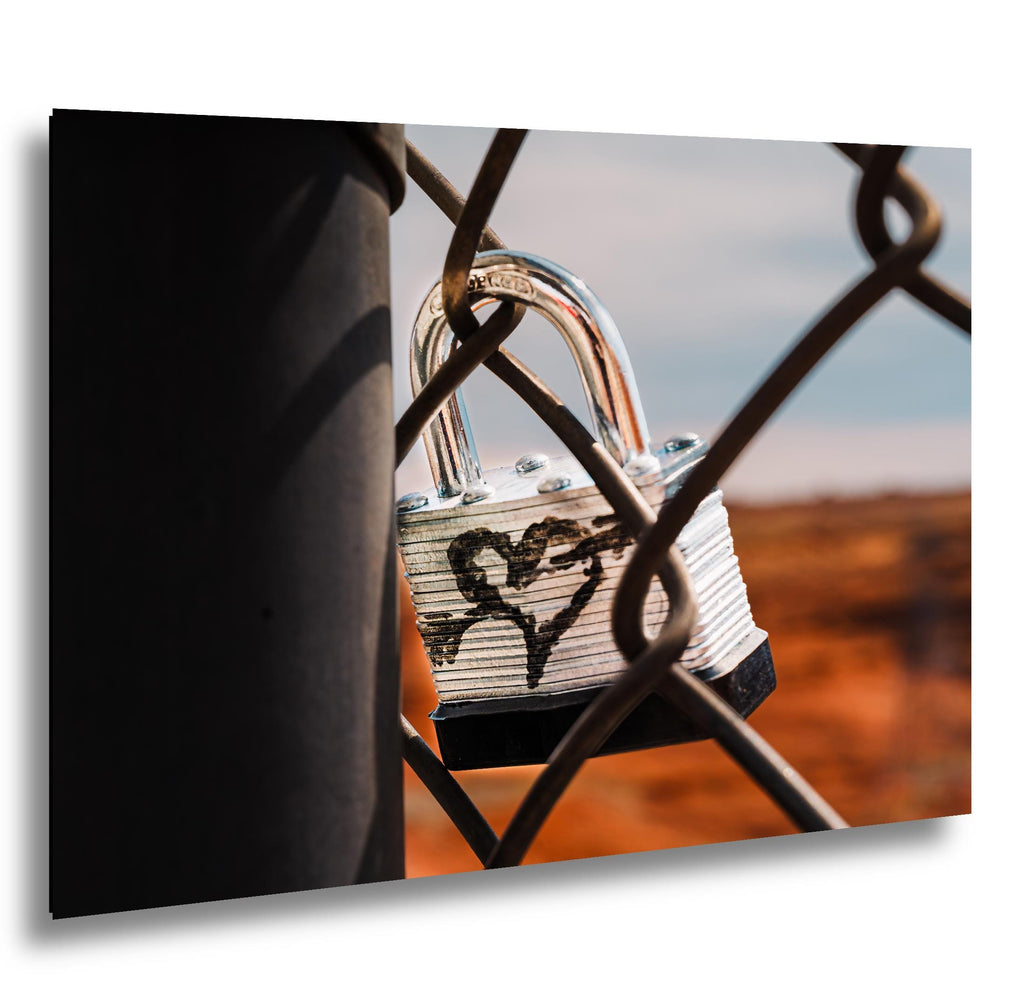 Love Lock on Desert Canyon Fence Northern Arizona Inspirational Photography Print