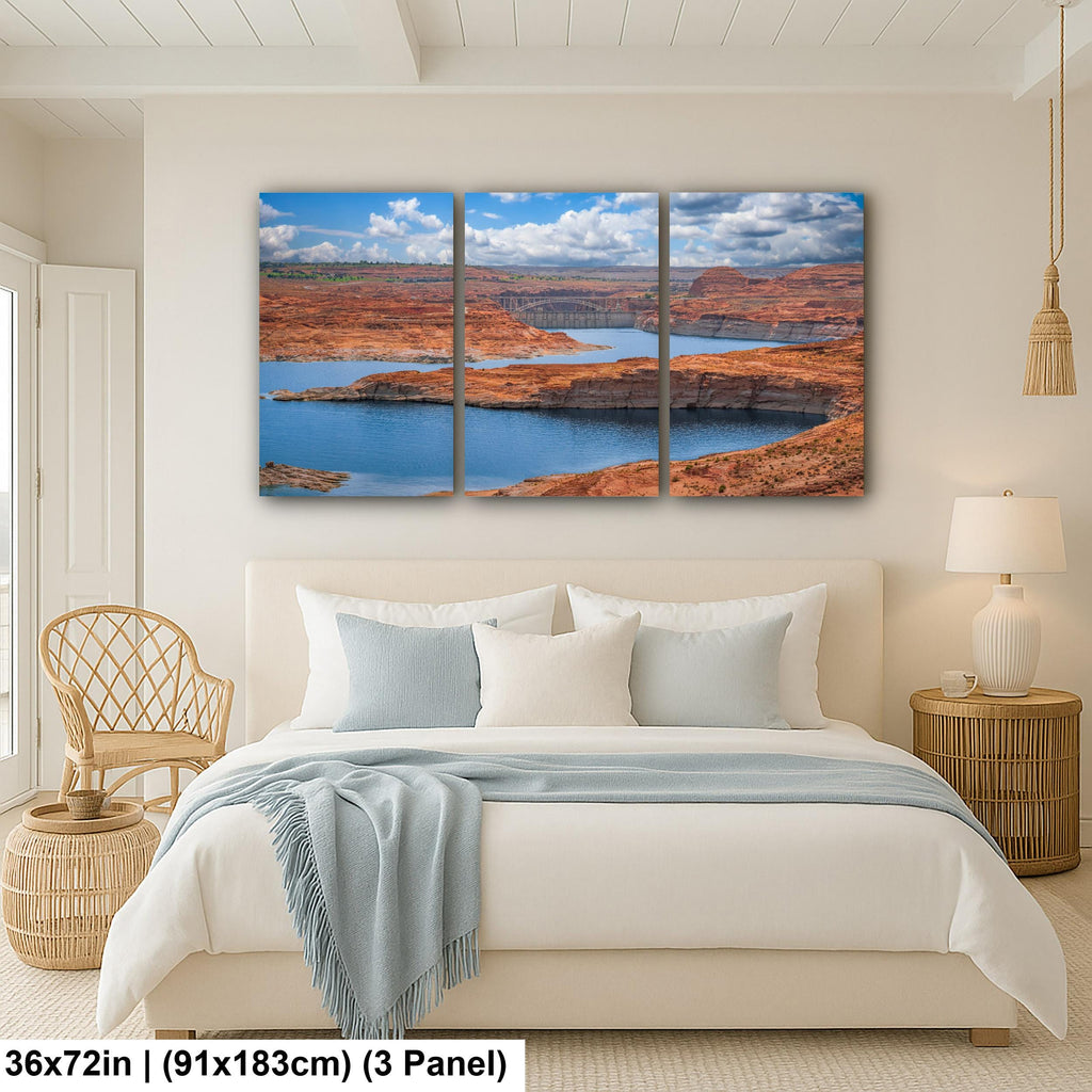 Glen Canyon Dam Over Lake Powell Photography Print, Page Arizona Wall Art, Southwest Landscape, Blue Water Red Rock Decor