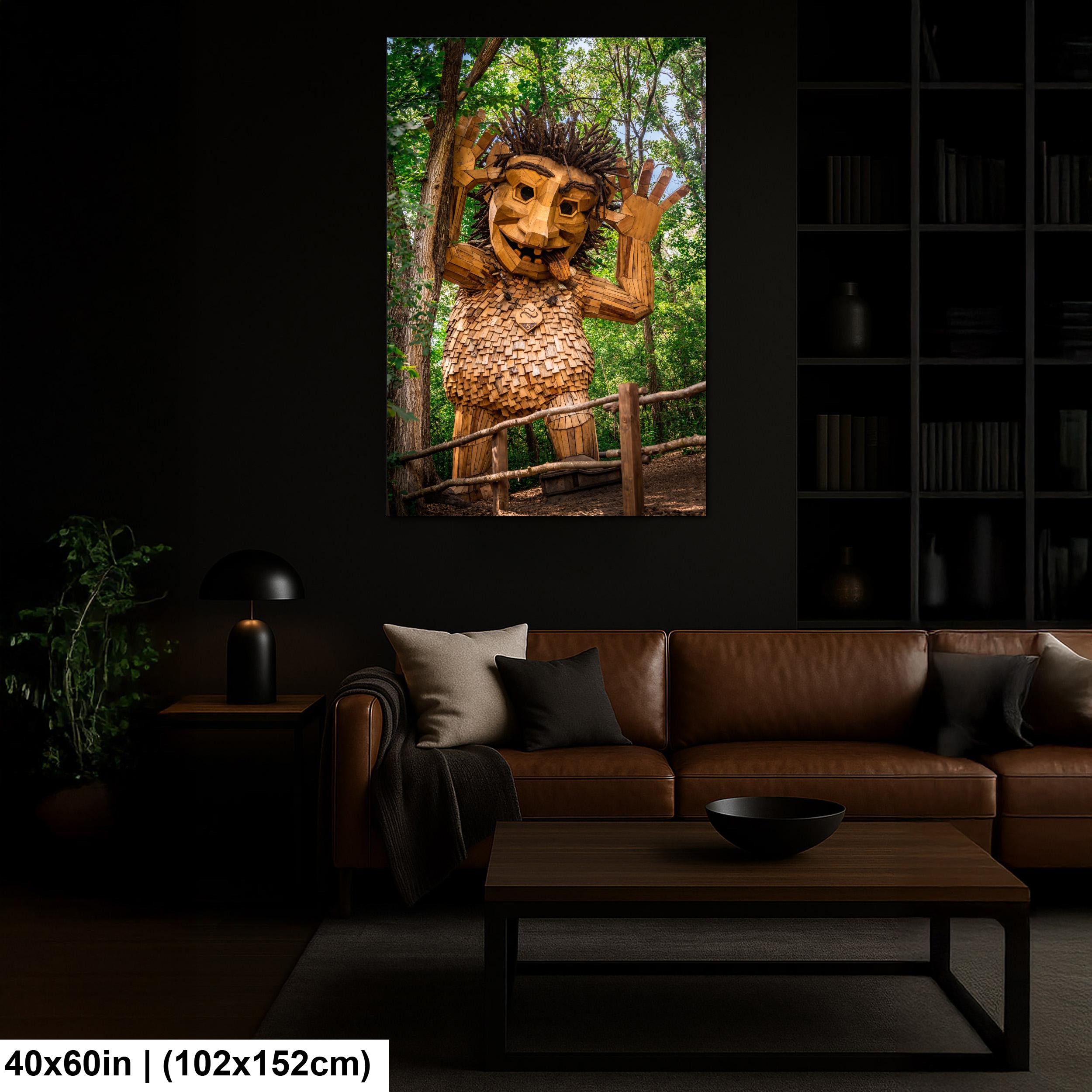 Playful Wooden Forest Troll Sculpture in Detroit Lakes Minnesota Photography Print