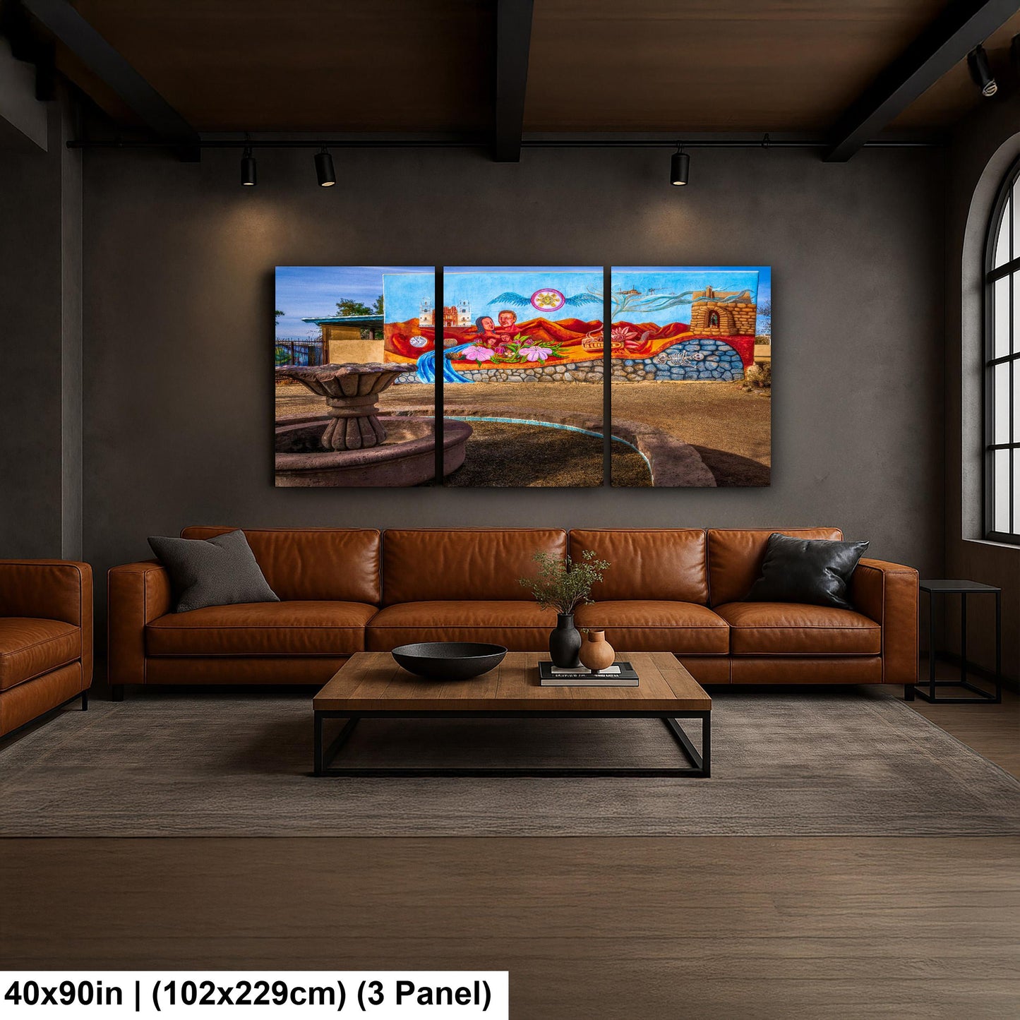 Tucson Mural - Cultural Heritage Mural With Fountain, Photography Print Wall Art