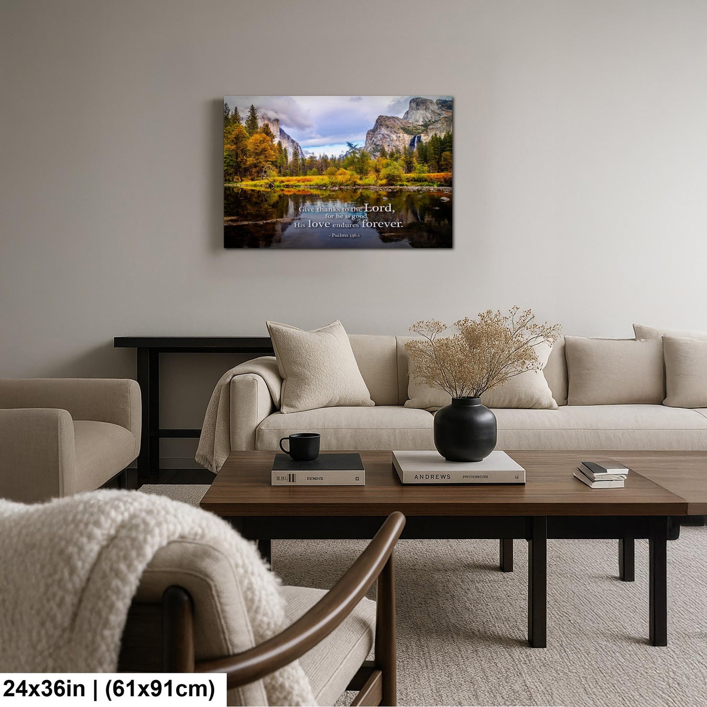 Christian Wall Art – Yosemite Photography Print | Psalm 136 Scripture Decor