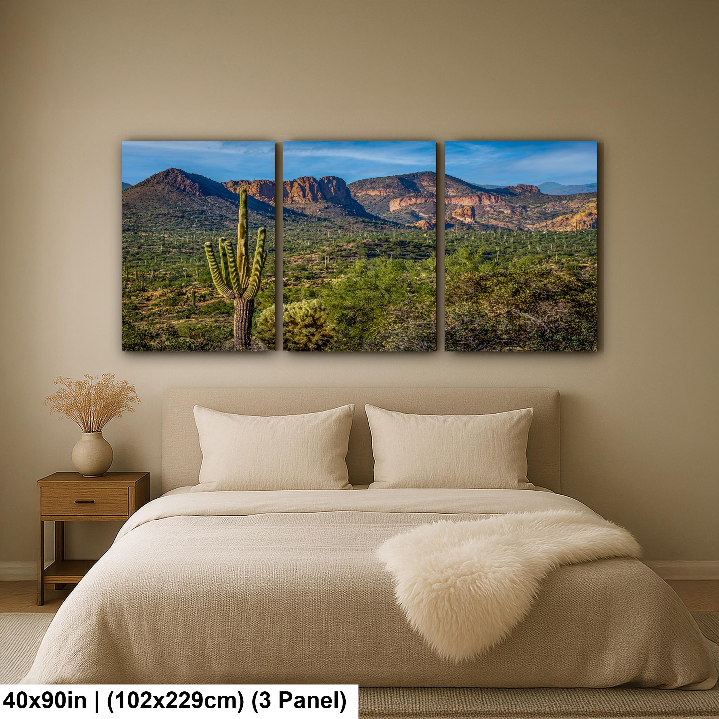 Lost Dutchman State Park Saguaro Overlooking Superstition Mountains Red Rock Cliffs - Apache Junction Arizona Photography Print
