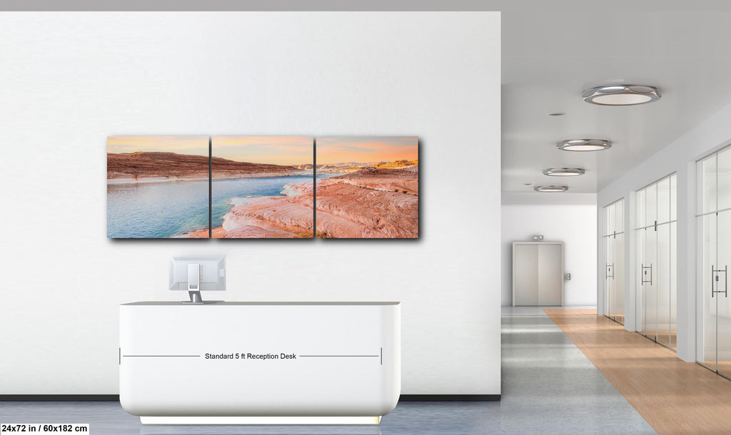 Lake Powell Sunset Landscape, Page Arizona Photography Print, Southwest Desert Wall Art, Pastel Sky Decor, Utah Home Decor