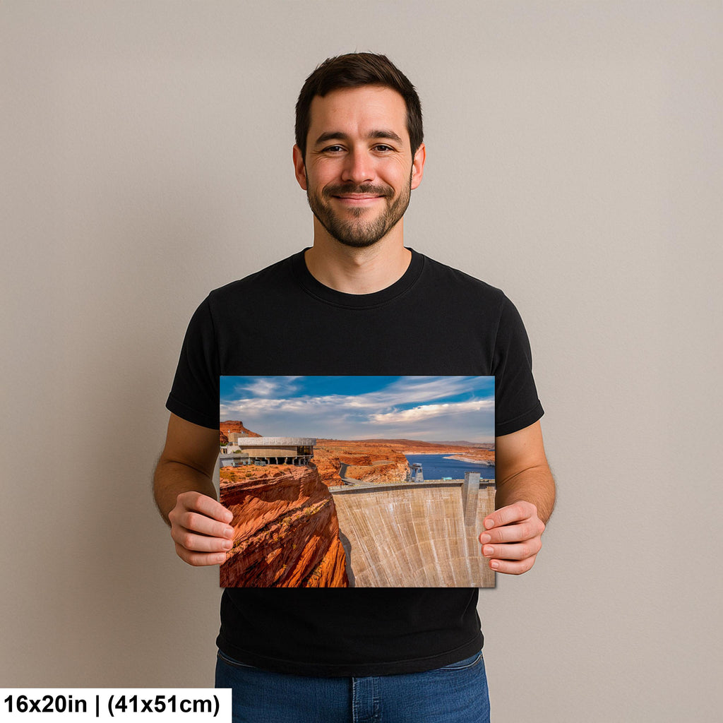 Glen Canyon Dam Overlooking Lake Powell Arizona Photography Print, Red Rock Desert Wall Art