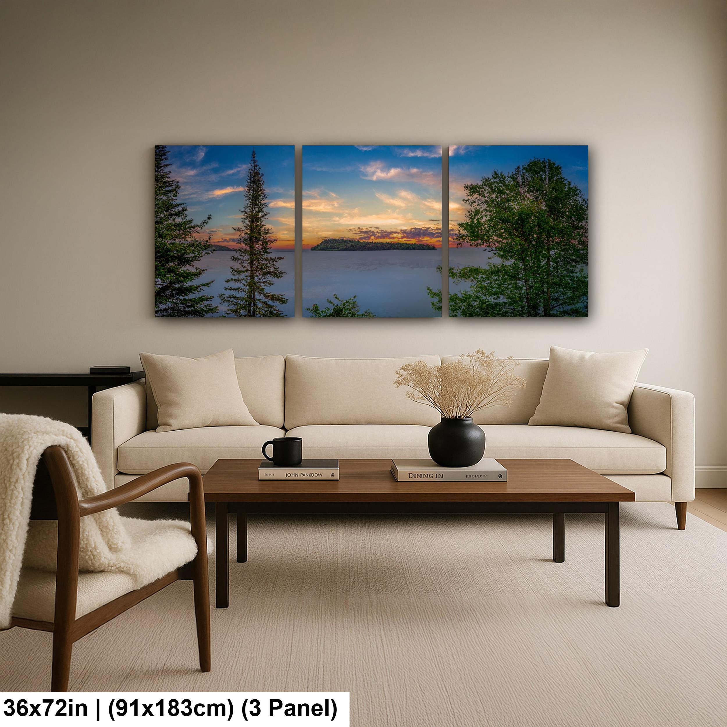 Lake Superior Island Sunset Through Forest Trees, Grand Portage Minnesota Photography Print