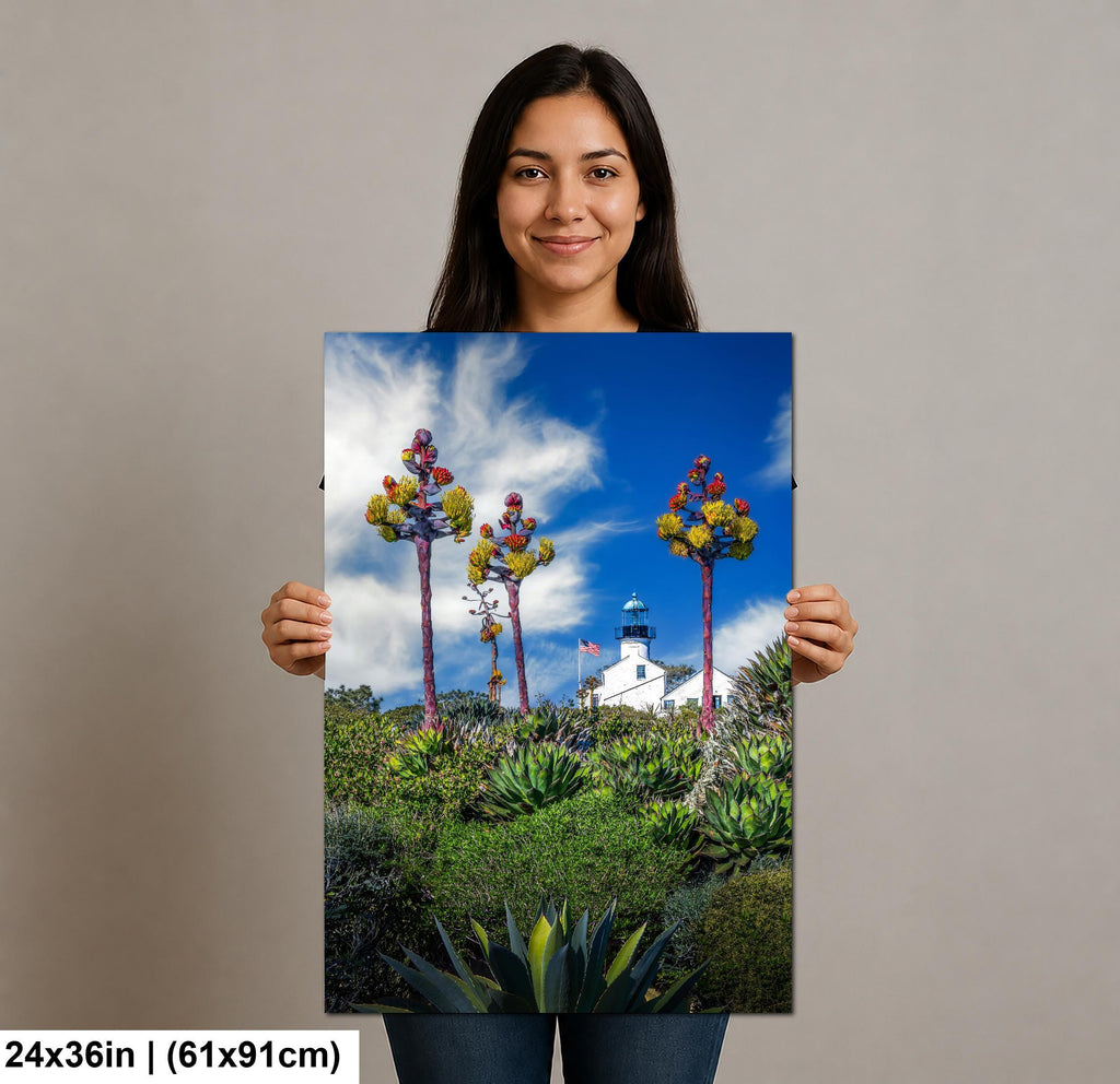 Blooming Lighthouse: Point Loma Lighthouse San Diego CA Photo Wall Art