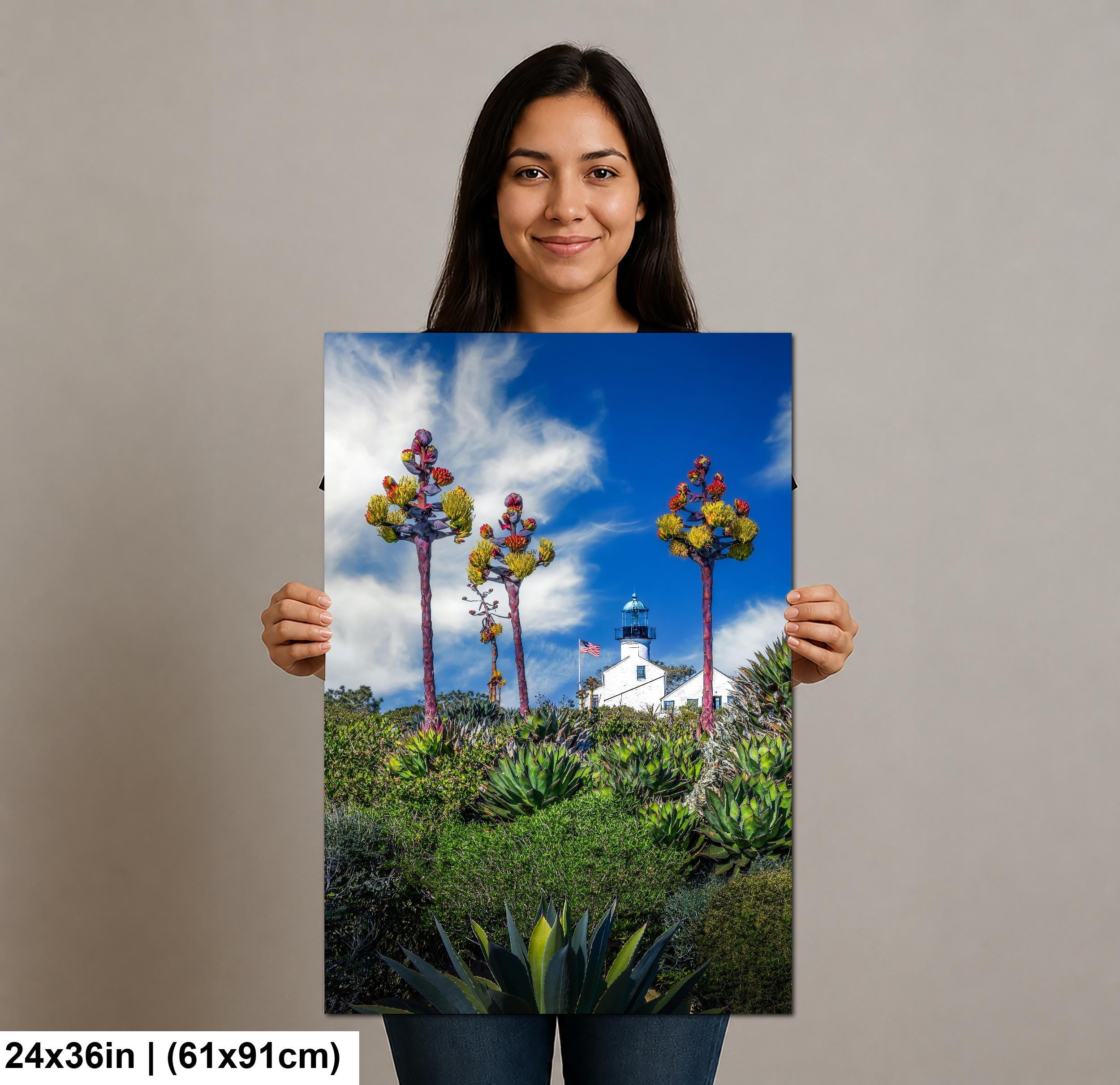 Blooming Lighthouse: Point Loma Lighthouse San Diego CA Photo Wall Art