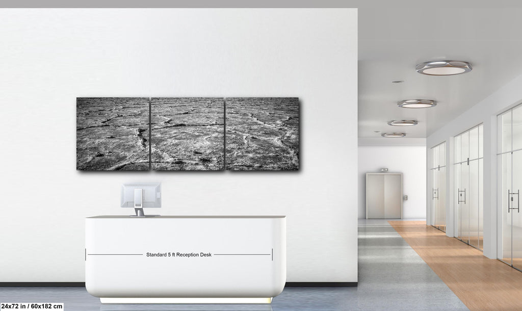 Black and White Salt Flats Photography Print, Badwater Basin Death Valley, Desert Landscape Wall Art, Minimalist Nature Decor