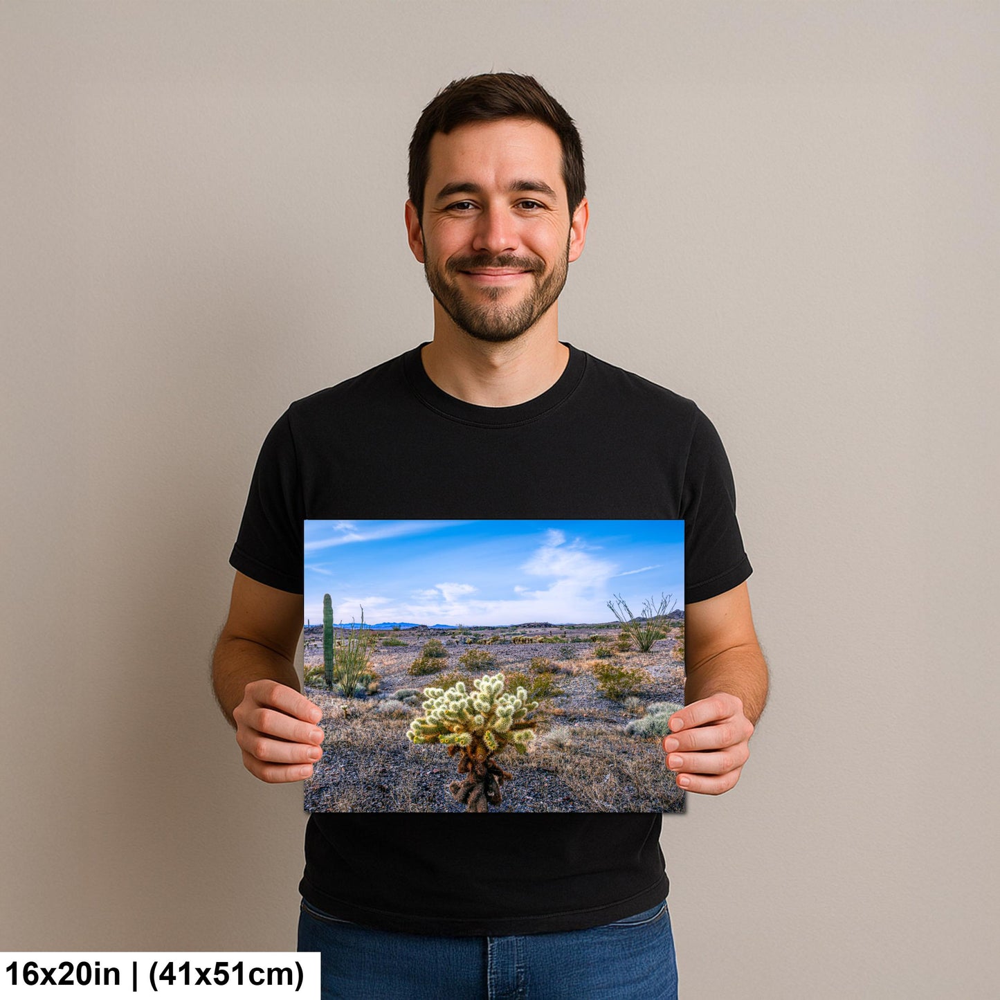 Teddy Bear Cholla in Bloom, Quartzsite Arizona Desert Landscape Photography Print