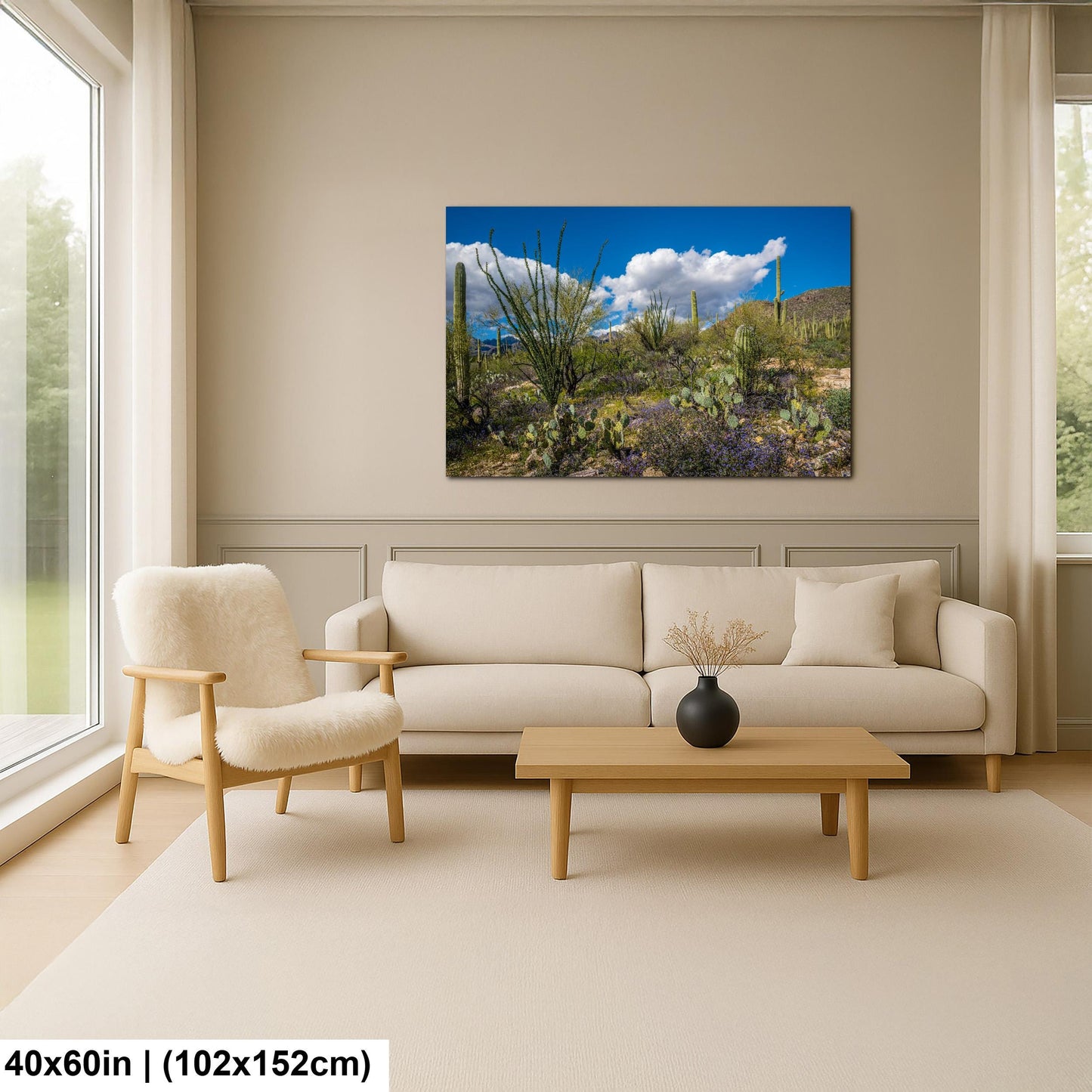 Sonoran Desert Spring Wildflowers with Saguaros - Sabino Canyon Tucson Arizona Photography Print