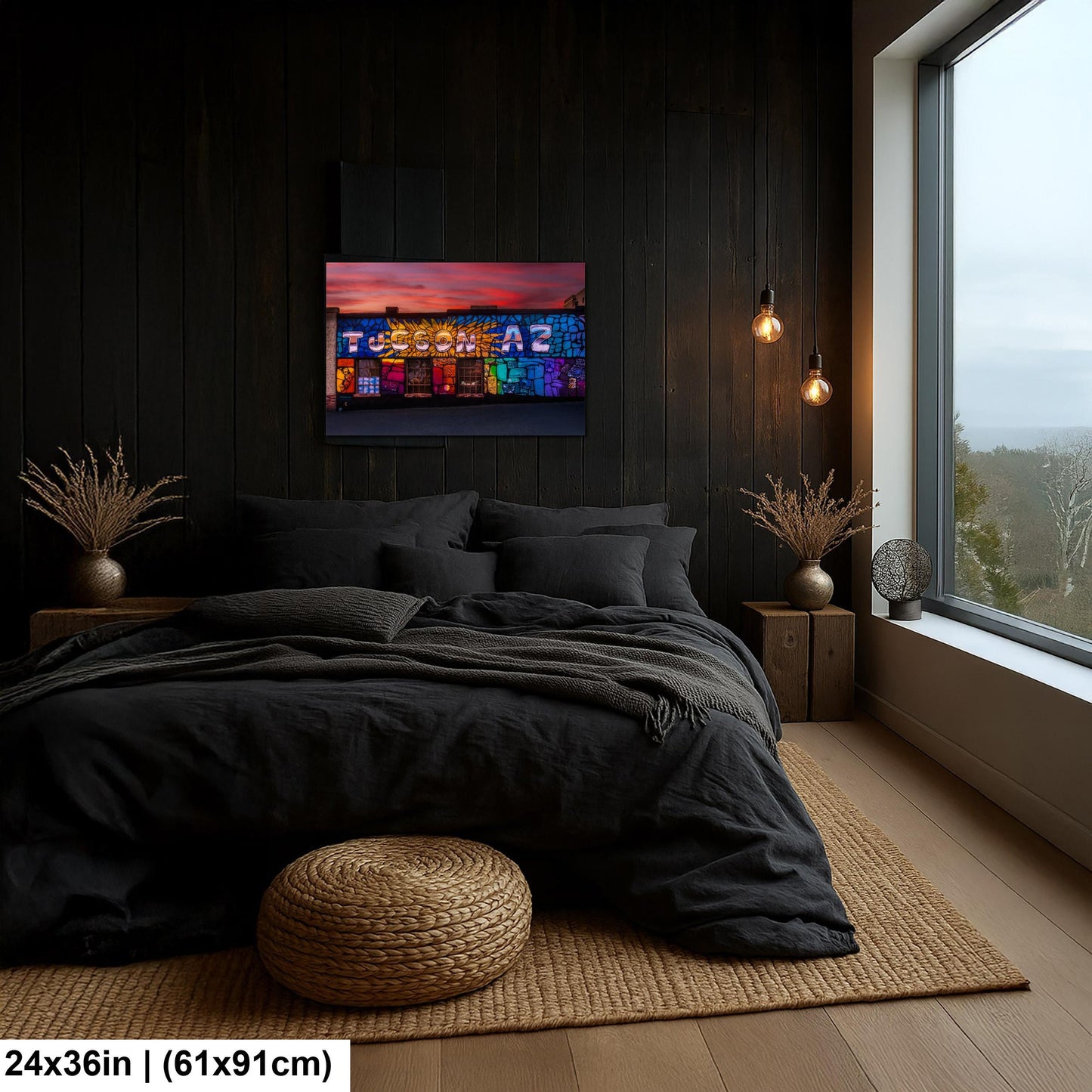 Tucson Mural - Colorful Sunset Street Art with Mosaic Pattern, Arizona Photography Print