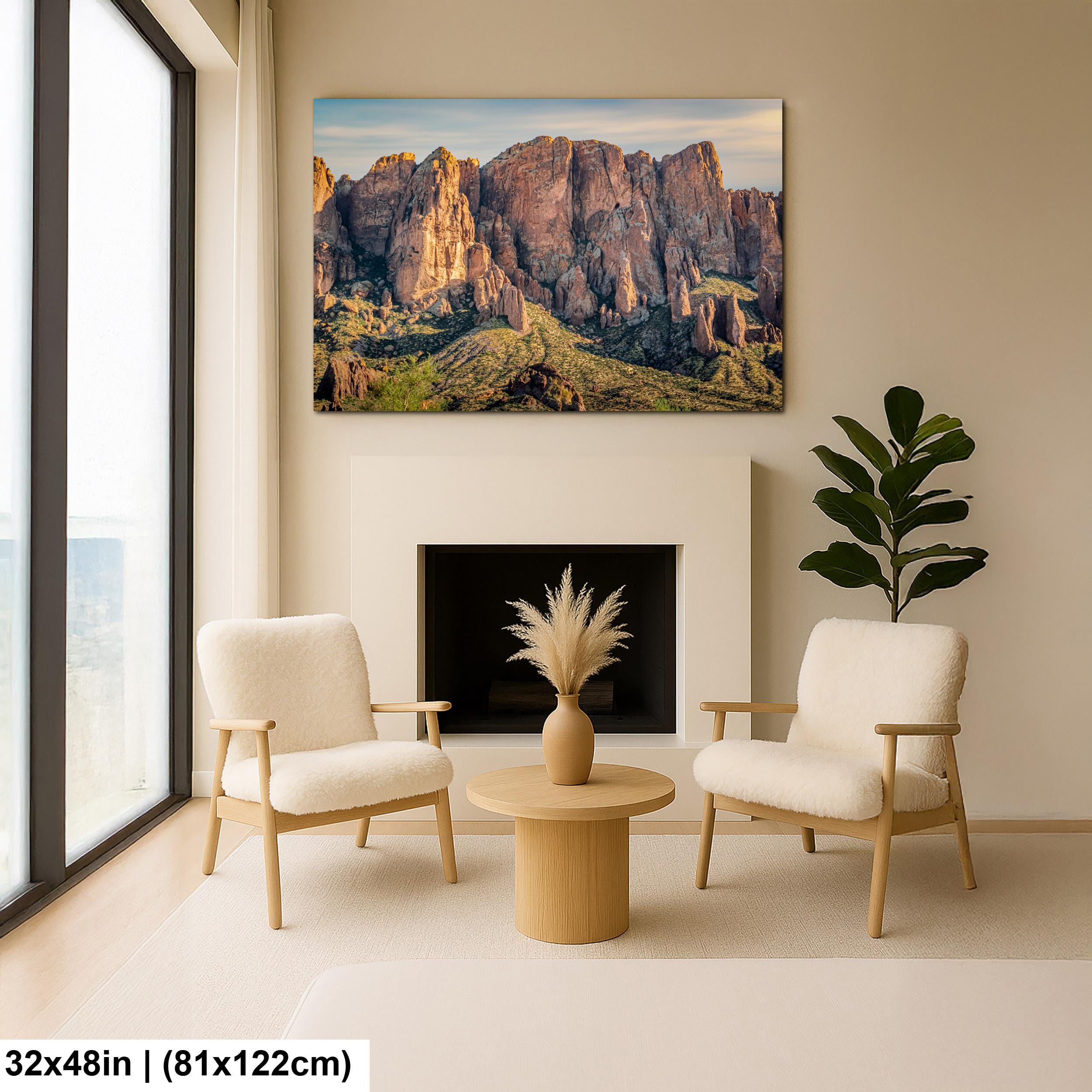 Superstition Mountains Desert Landscape, Lost Dutchman State Park Apache Junction Wall Arty Print
