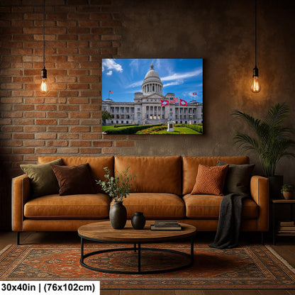 Arkansas State Capitol with Flags, Little Rock Arkansas, Photography Print Wall Art