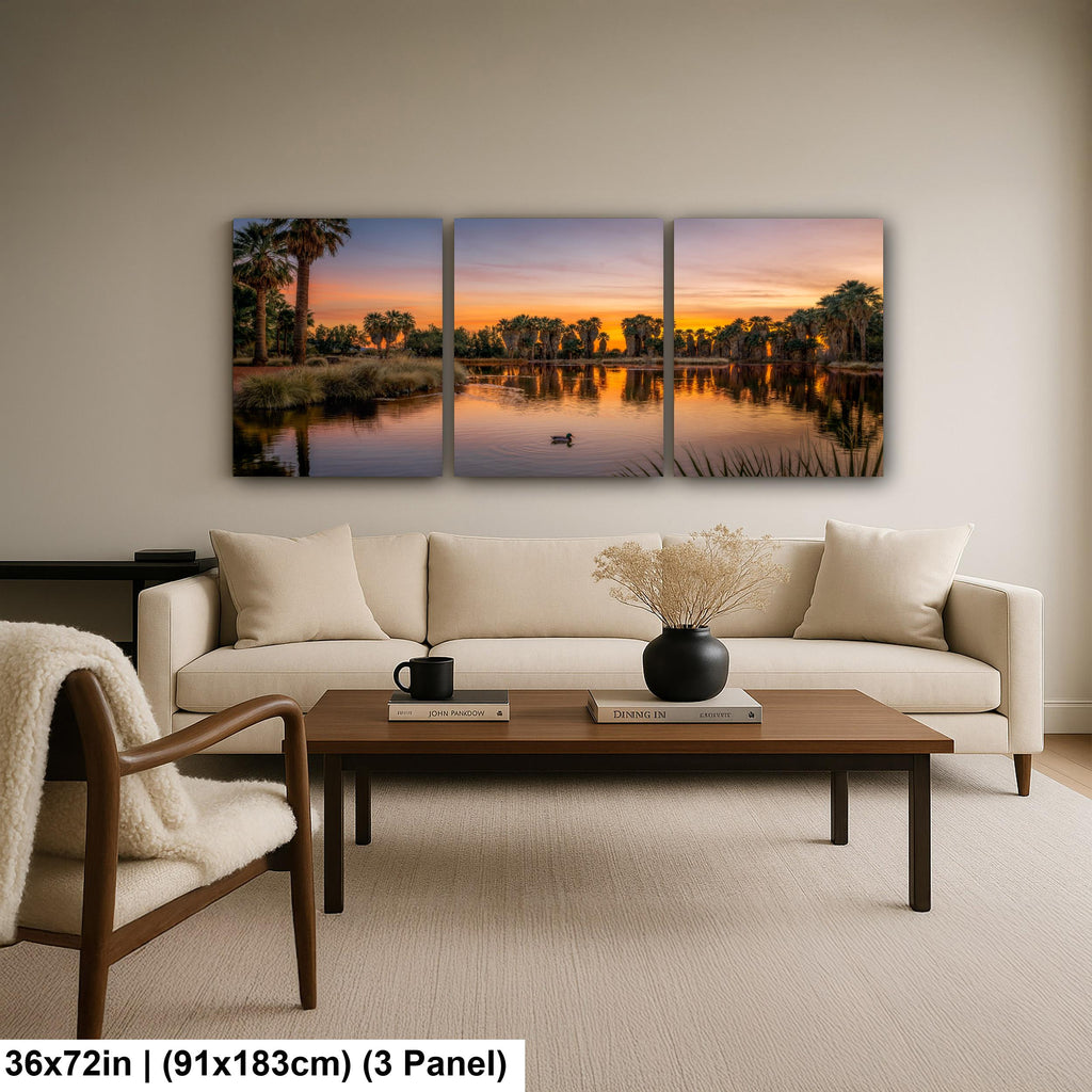 Agua Caliente Park Sunset Reflection, Tucson Arizona Photography Print, Desert Oasis Wall Art, Palm Tree Landscape Decor