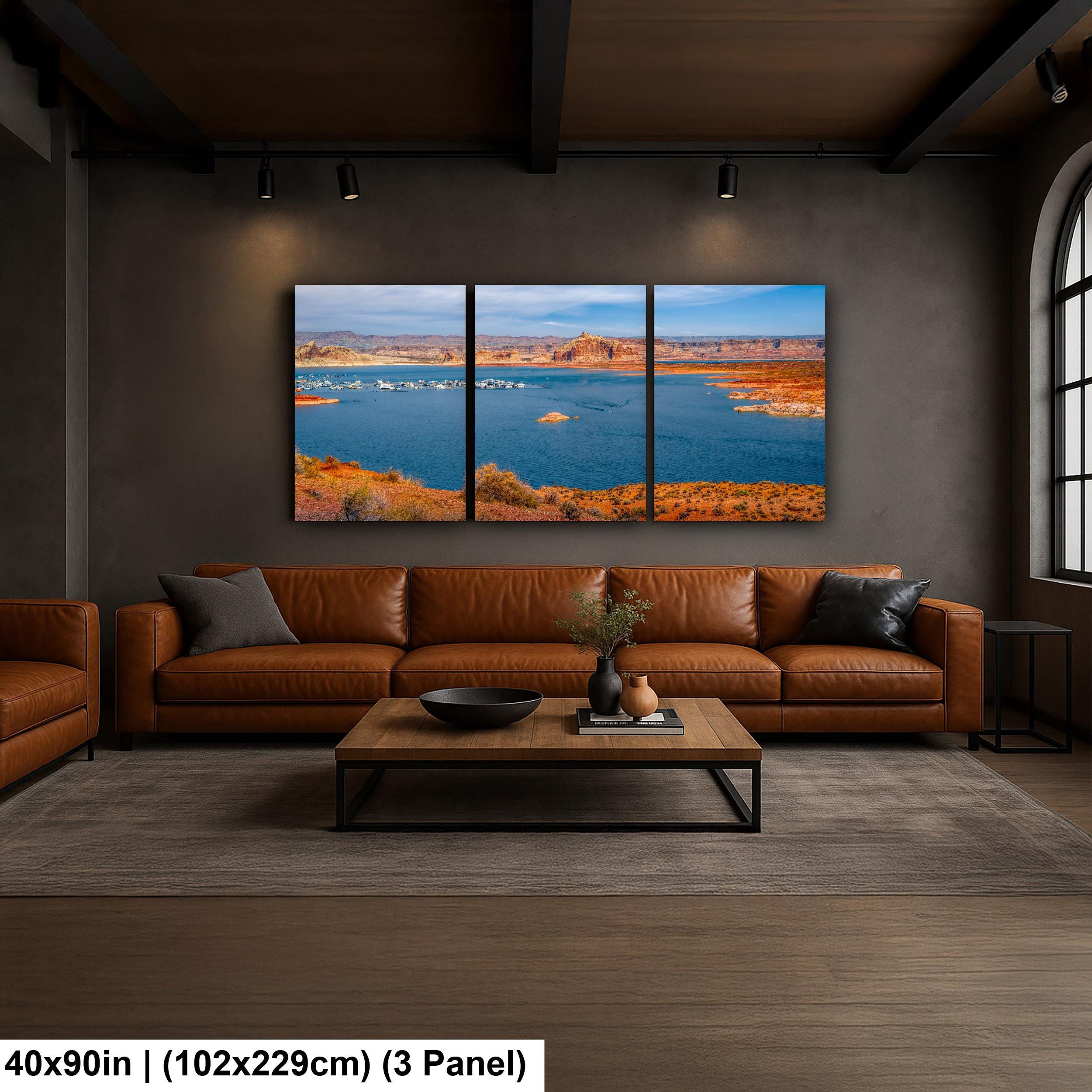 Lake Powell Marina Red Rock Cliffs Page Arizona Photography Print, Southwest Lake Wall Art