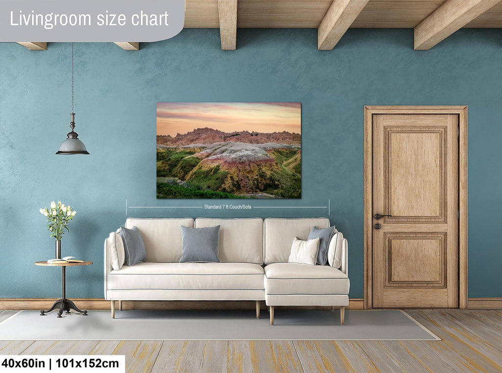 Badlands National Park Sunset, Rainbow Mounds Landscape Photography Wall Art