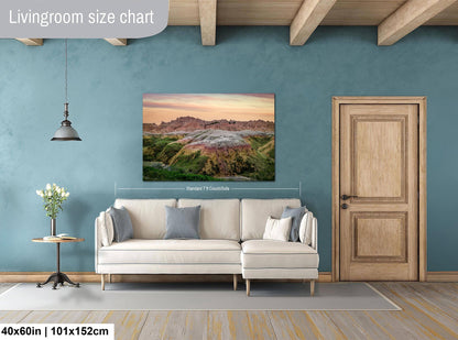 Badlands National Park Sunset Glow, Photography Print, Rainbow Mounds Landscape, South Dakota Nature Décor