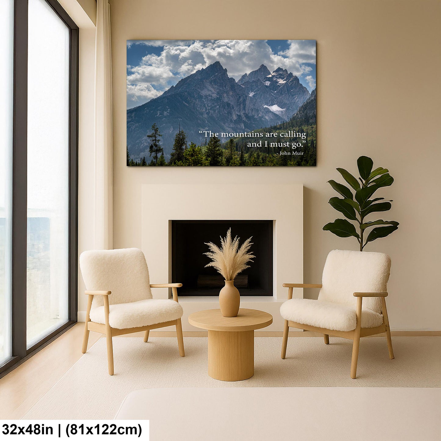 John Muir Motivational Wall Art for Adventure and Reflection, Mountain Landscape Photography Print for Home or Office Decor