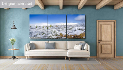 Saguaro Snow Print – Winter Desert Photography | Southwestern Cactus Wall Art