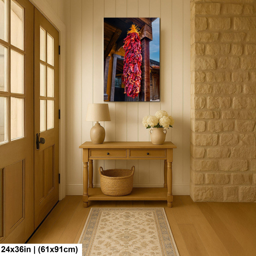 Sunlit Chile Ristra on Rustic Porch, Tombstone Arizona, Photography Wall Art
