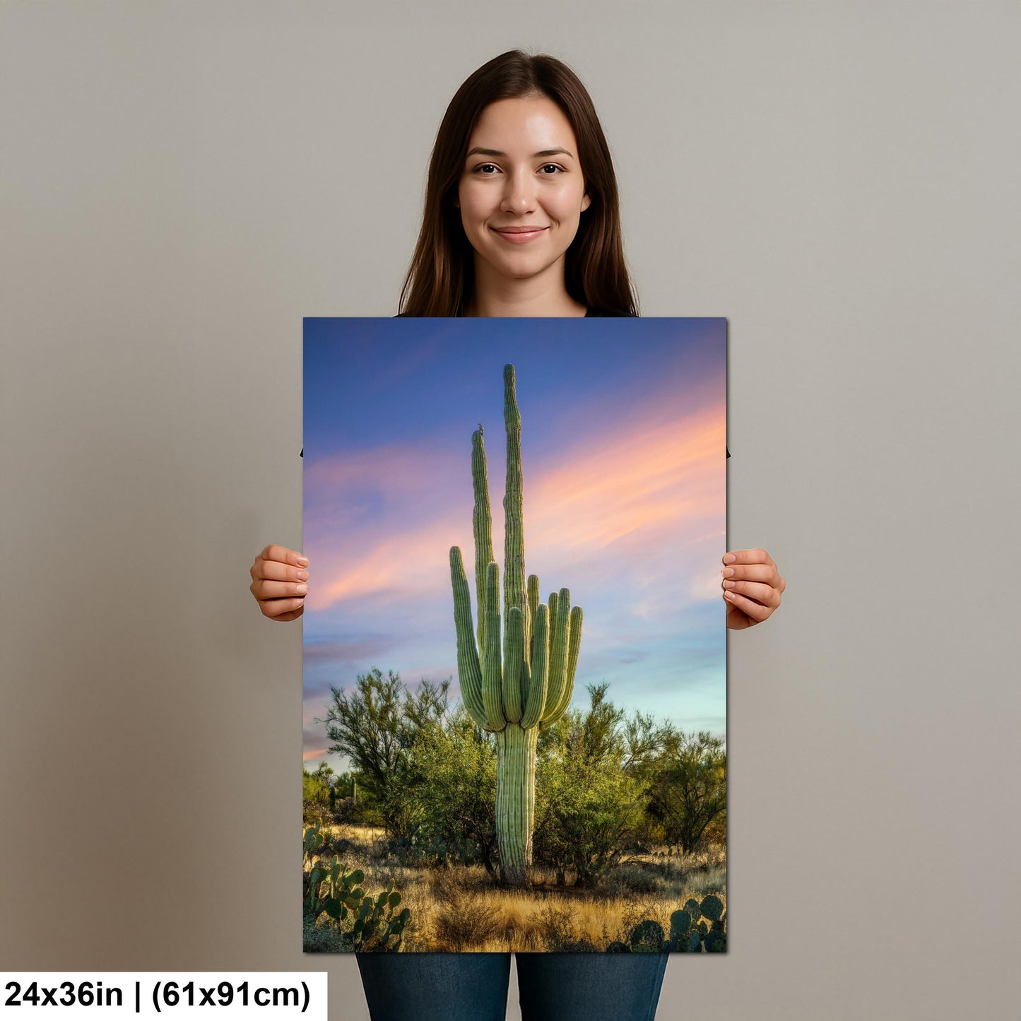 Oro Valley Saguaro at Dusk Photography Print, Tucson Arizona Desert Landscape, Southwestern Wall Art, Cactus Decor