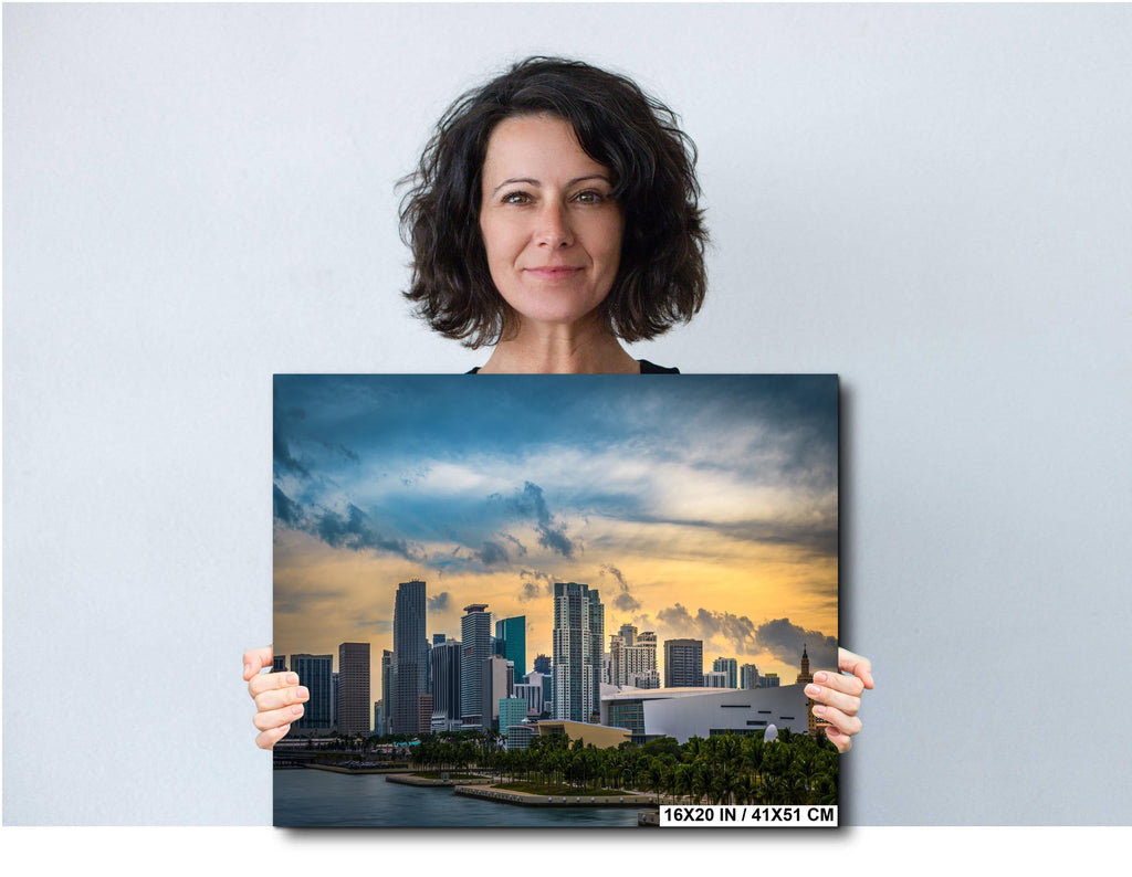 Miami Skyline Sunset Fine Art Photography Print, Biscayne Bay Cityscape, Florida Coastal Urban Wall Decor, Modern Landscape Artwork