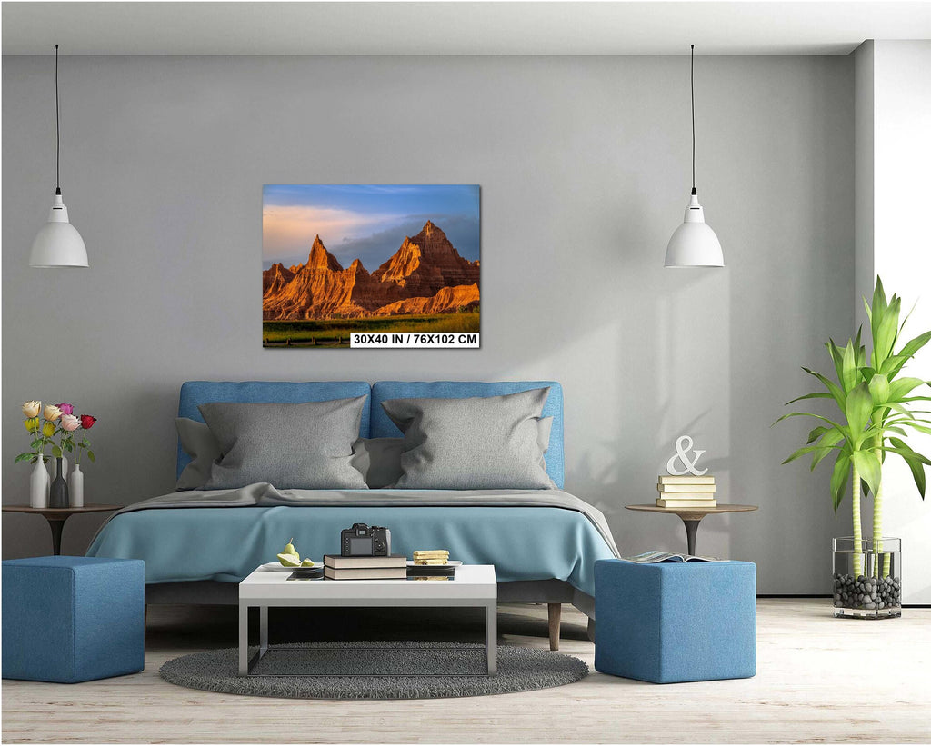 Badlands National Park: Spire Peaks Golden Hour, South Dakota Photography Wall Art