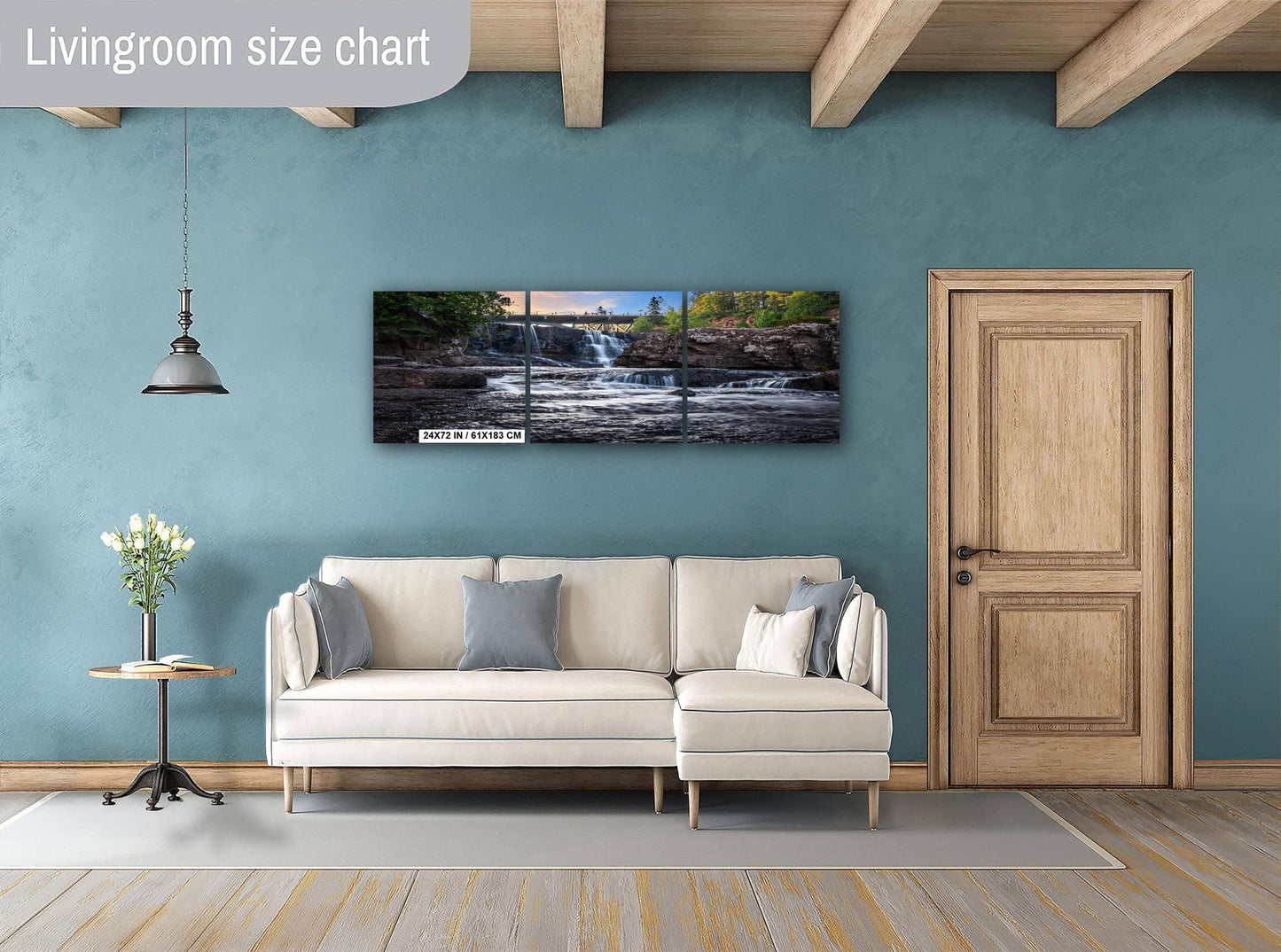 Gooseberry Falls Bridge Watercolor Style: Minnesota State Park Photography Wall Art