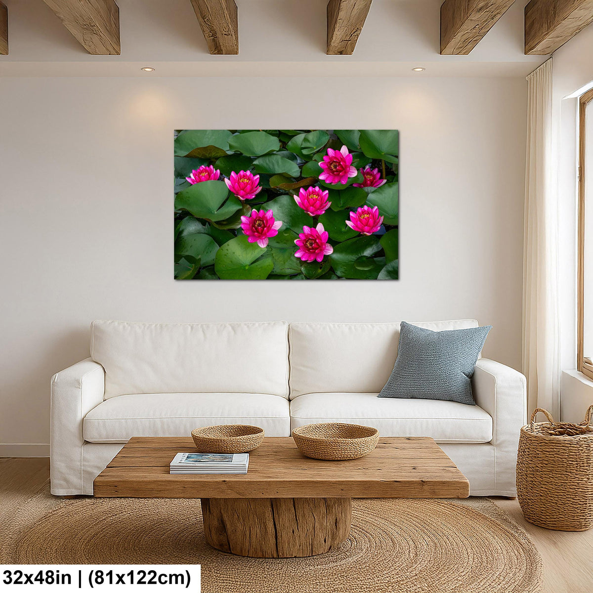 Magenta Blooms: Nymphaea Water Lilies Botanical Photography Wall Art