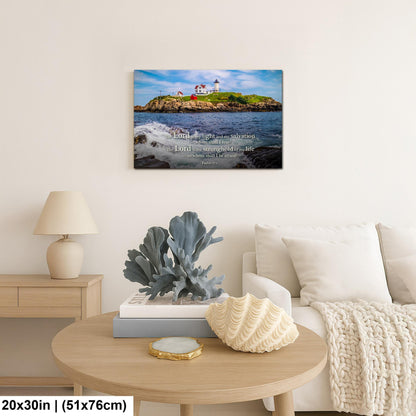 Lighthouse Wall Art – Cape Neddick Maine Lighthouse Print With Psalm 27 Scripture