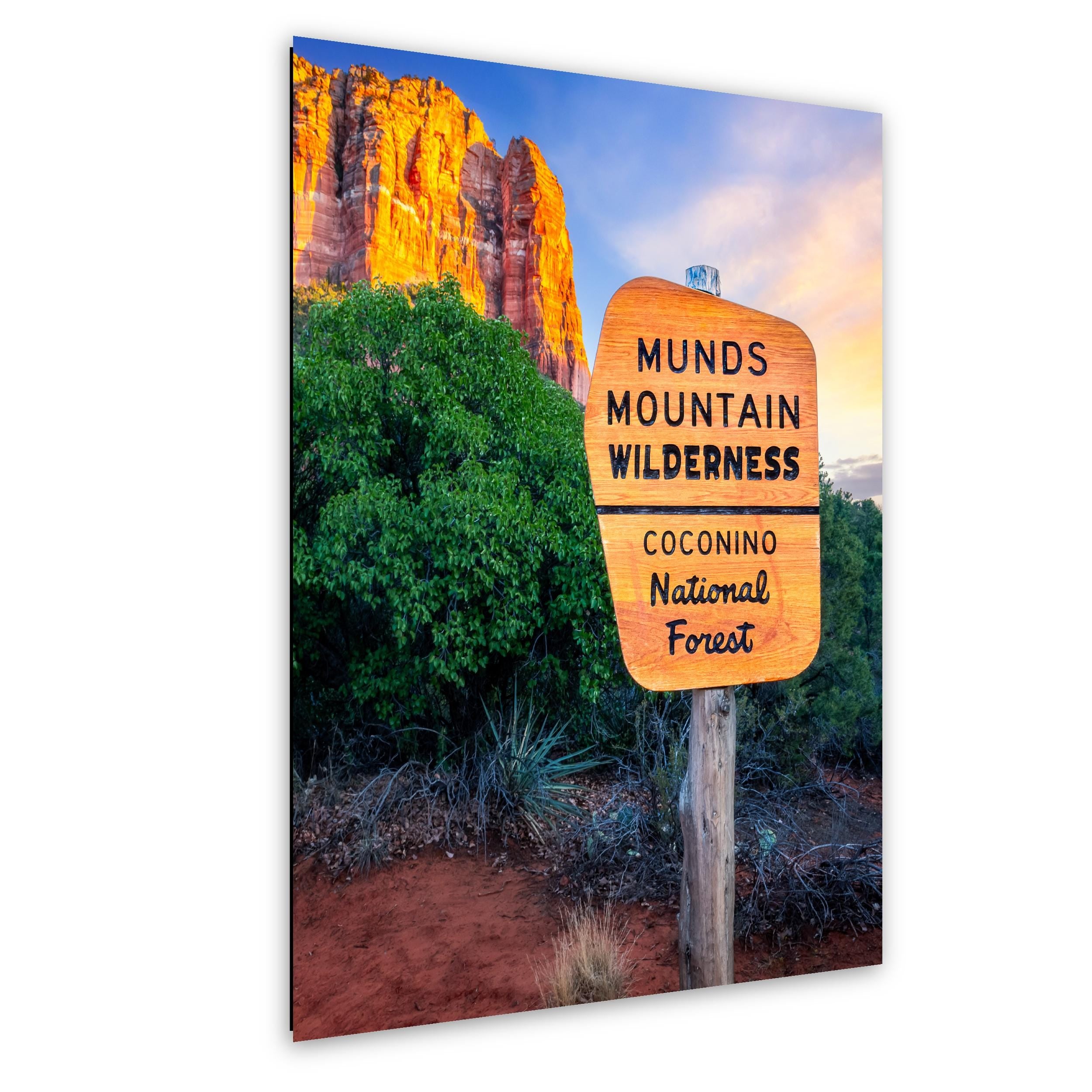 Munds Mountain Wilderness Sign, Coconino National Forest Sedona Arizona Wall Art, Red Rock Photography Print