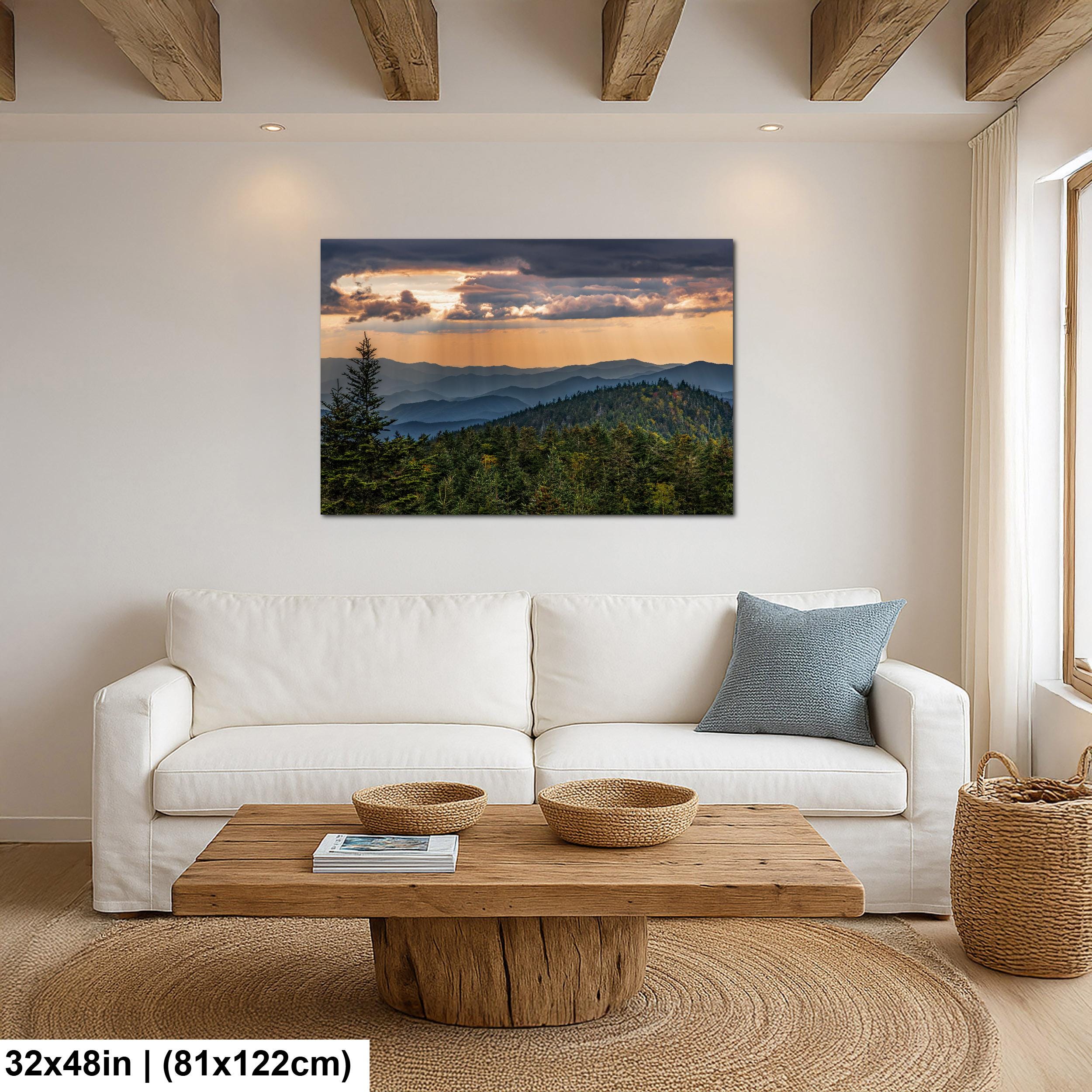 Mountain Sunbeams: Great Smoky Mountains Tennessee Landscape Photo Wall Art