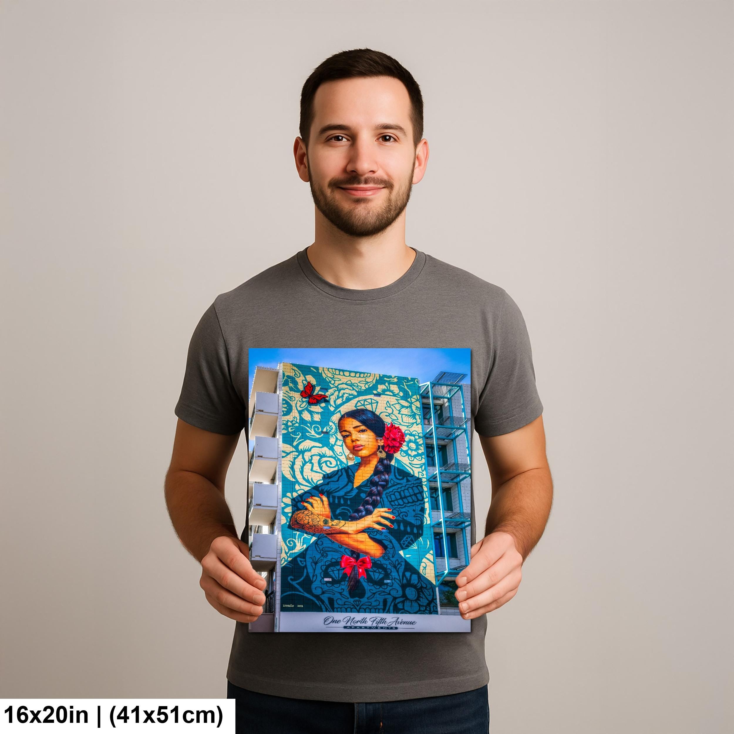 Tucson Mural - La Mujer Butterfly Mural, The Woman Portrait, Photography Print Wall Art