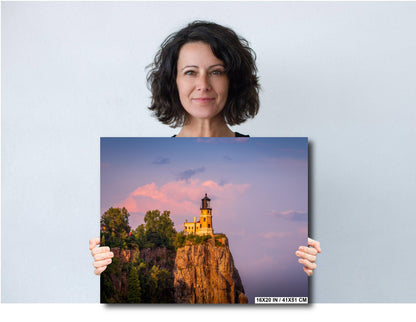 Split Rock Lighthouse Print – Minnesota Wall Art | Golden Hour Sunset Canvas