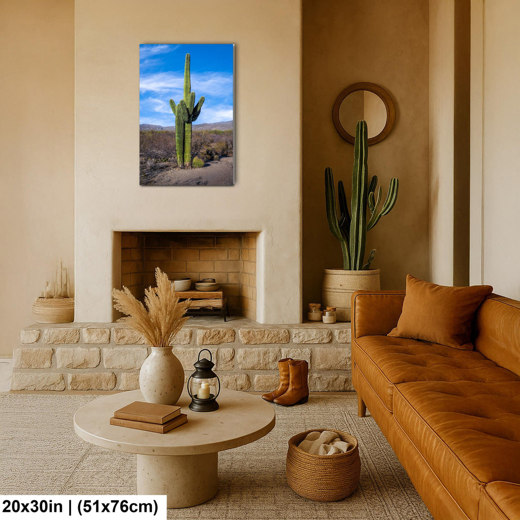 Towering Saguaro Against Blue Desert Sky Tucson Arizona Photography Print