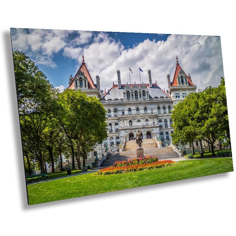 Empire State Majesty: The New York State Capitol in Albany Print Wall Art Architectural Skyline Photography Aluminum/Acrylic/Metal/Canvas
