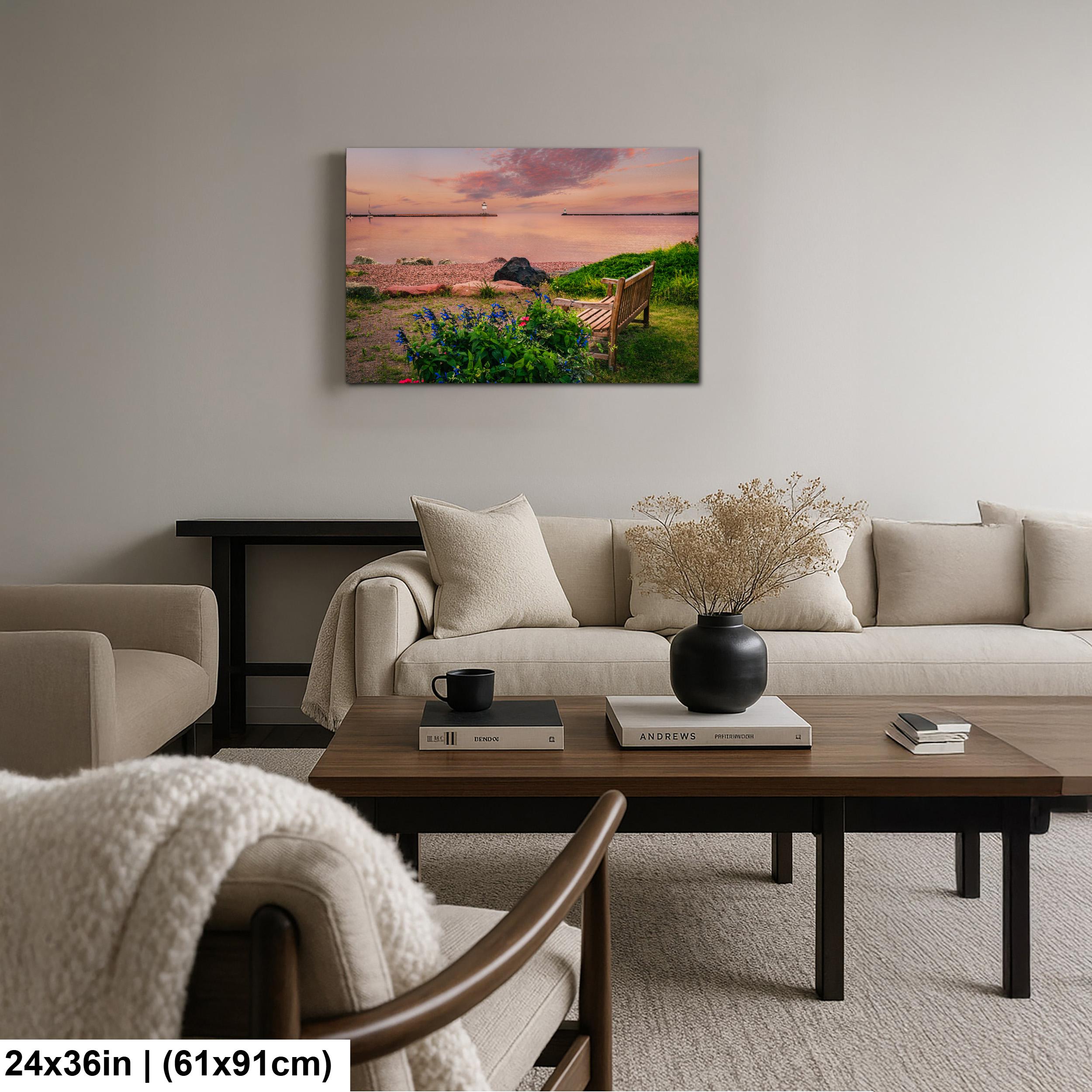 Grand Marais Minnesota Harbor Sunrise Photography Print, Lake Superior Lighthouse Wall Art, Coastal Home Decor