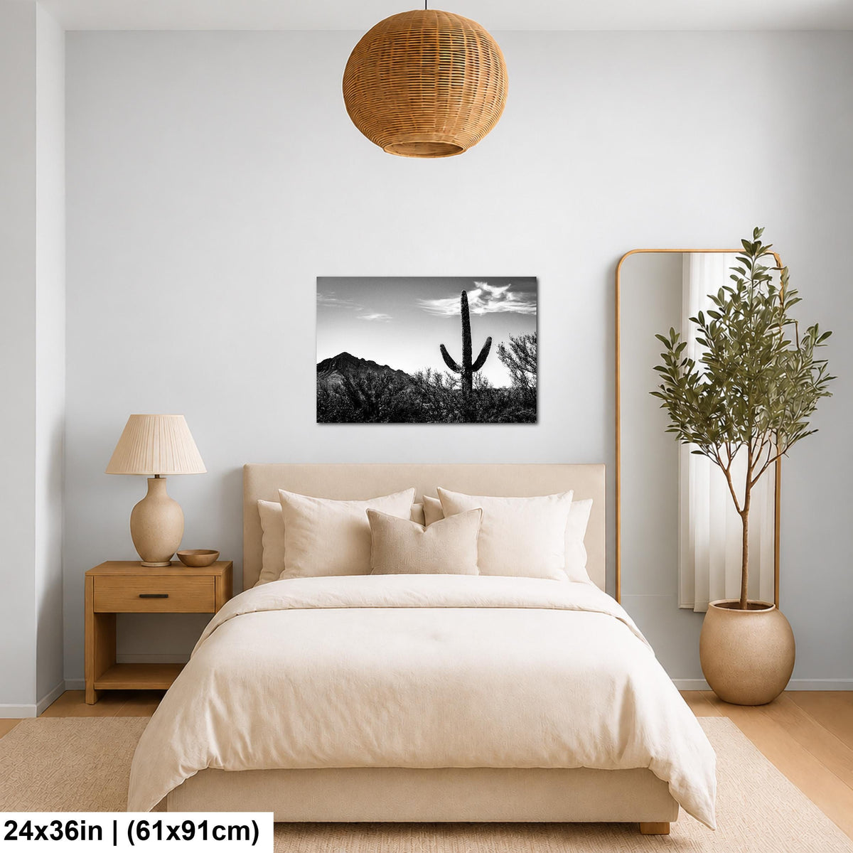 Desert Sentinel: Saguaro Cactus Oro Valley AZ Black White Photo Wall Art