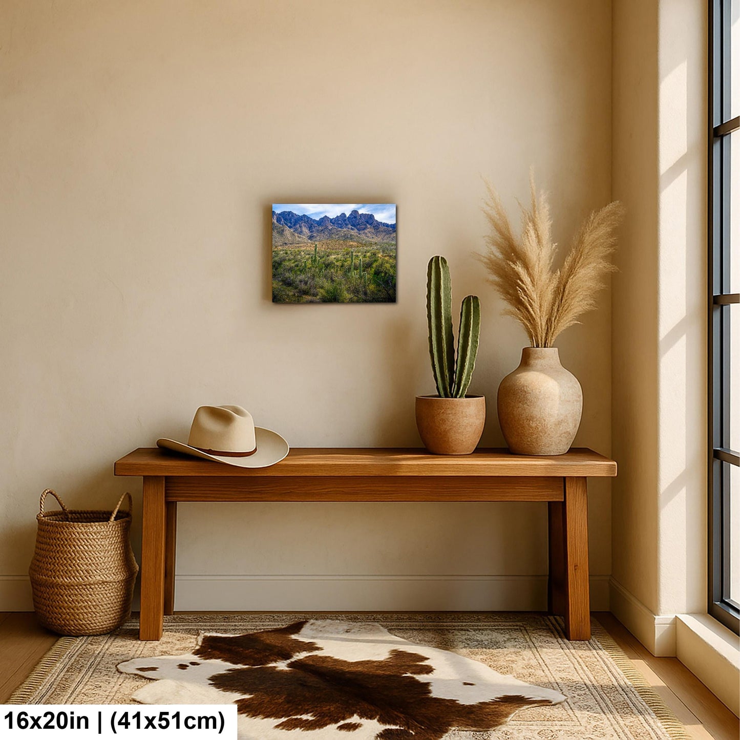 Catalina State Park Saguaros with Rocky Mountain Peaks - Tucson Arizona Sonoran Desert Photography Print