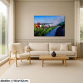 Niagara Falls Garden Overlook Photography Print, Ontario Canada Wall Art, Red Flowers Waterfall Decor