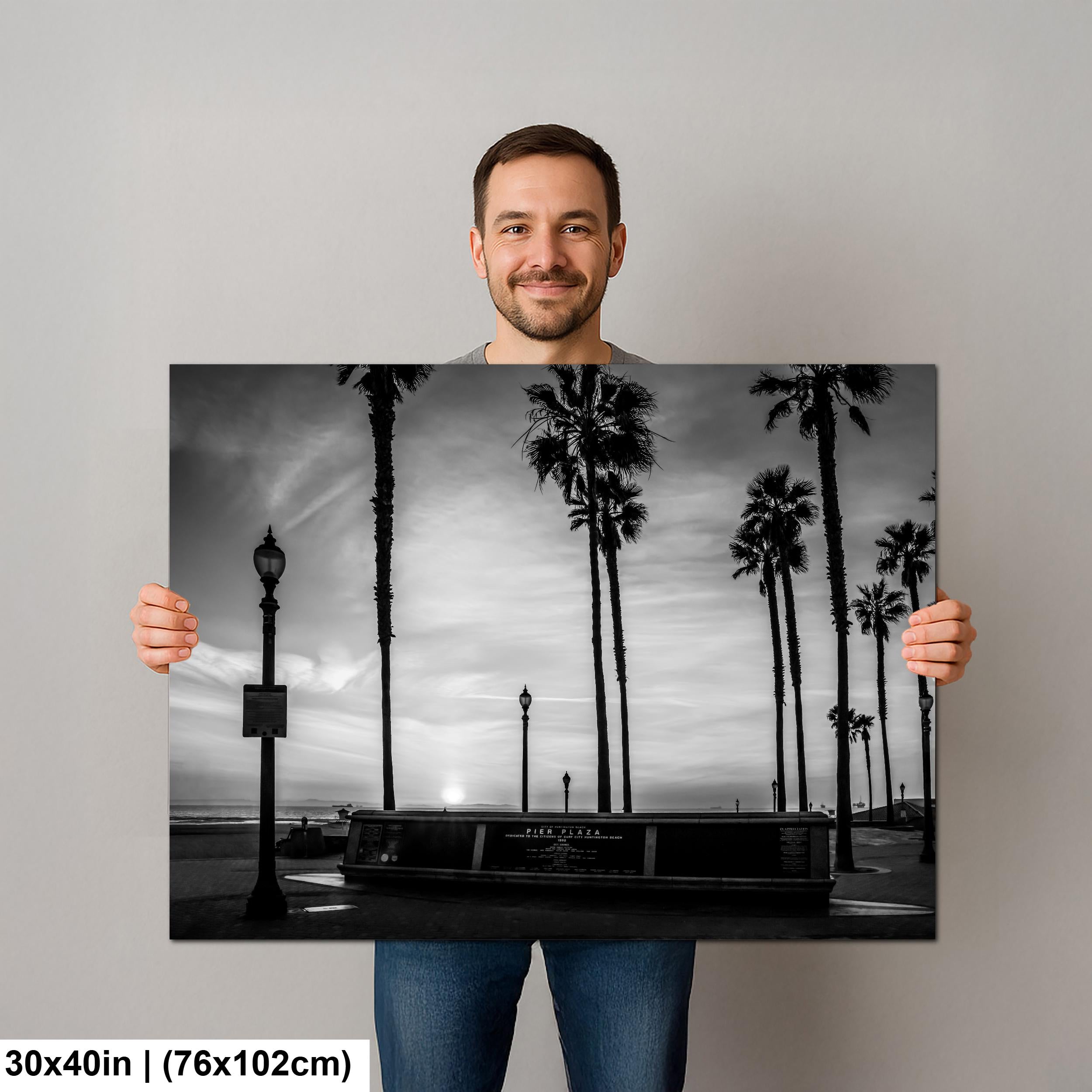 Palm Silhouettes: Pier Plaza Huntington Beach California Photo Wall Art