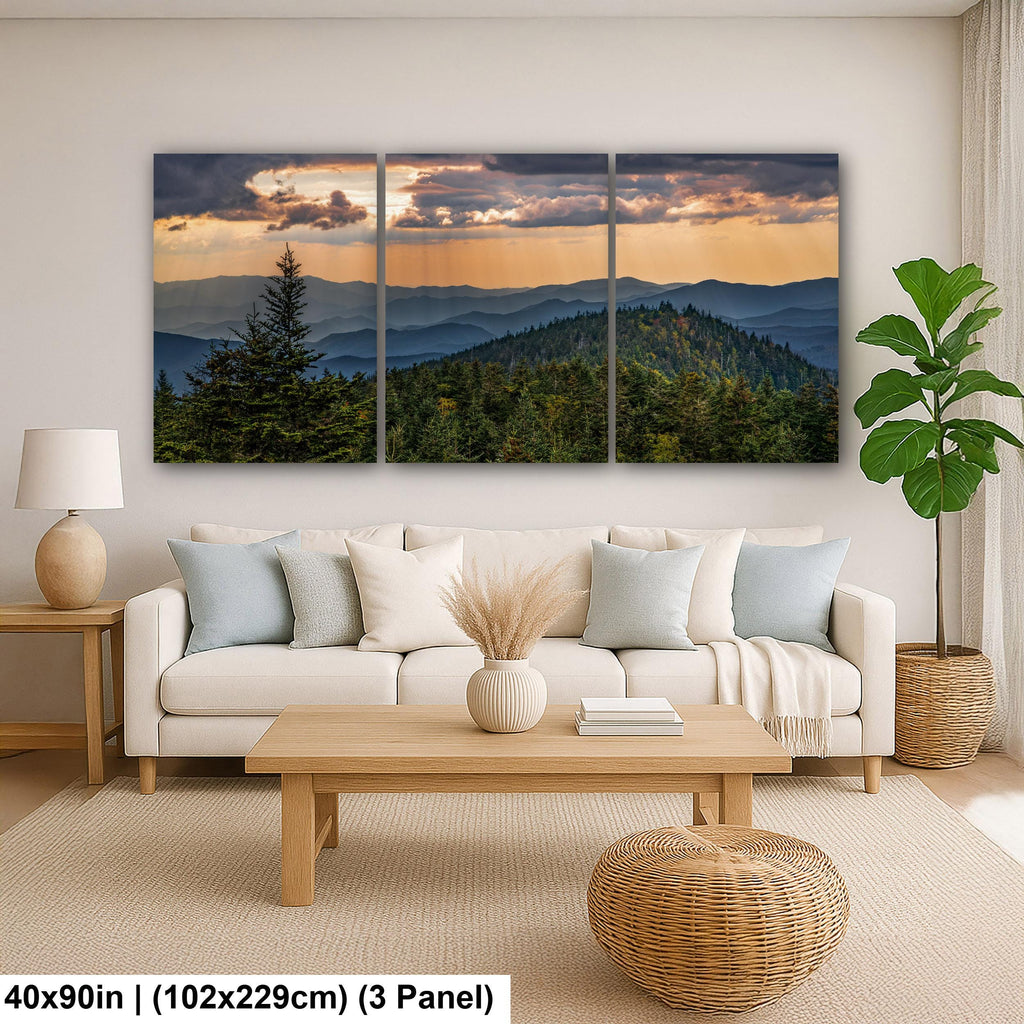Mountain Sunbeams: Great Smoky Mountains Tennessee Landscape Photo Wall Art