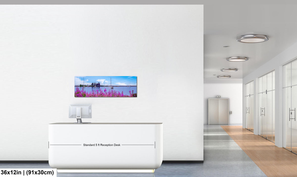 Coastal Wildflowers and Sailboats: Grand Marais Harbor Minnesota Wall Art