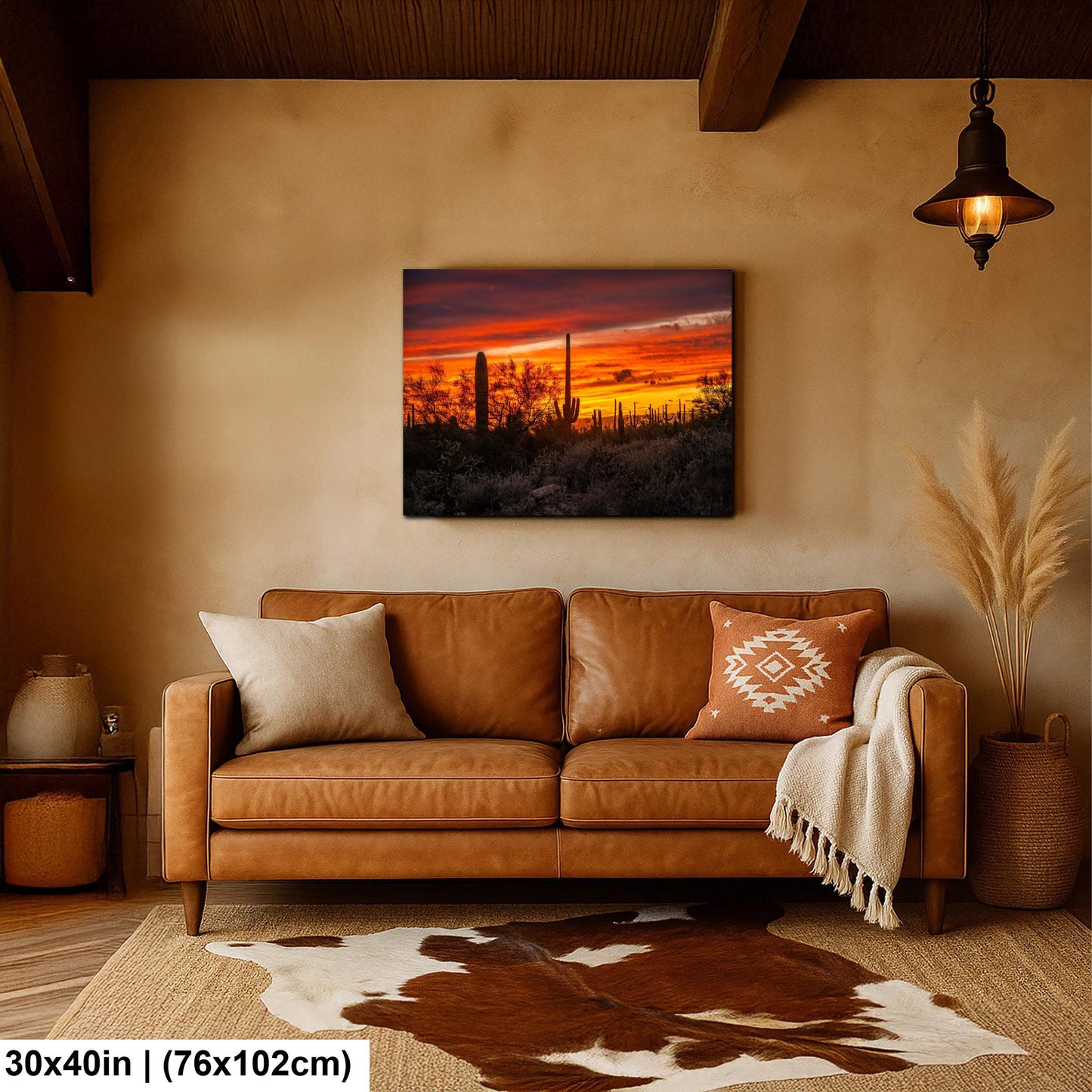 Gold Canyon Sunset Silhouettes, Hieroglyphic Trail Arizona Saguaro Cactus Desert Wall Art